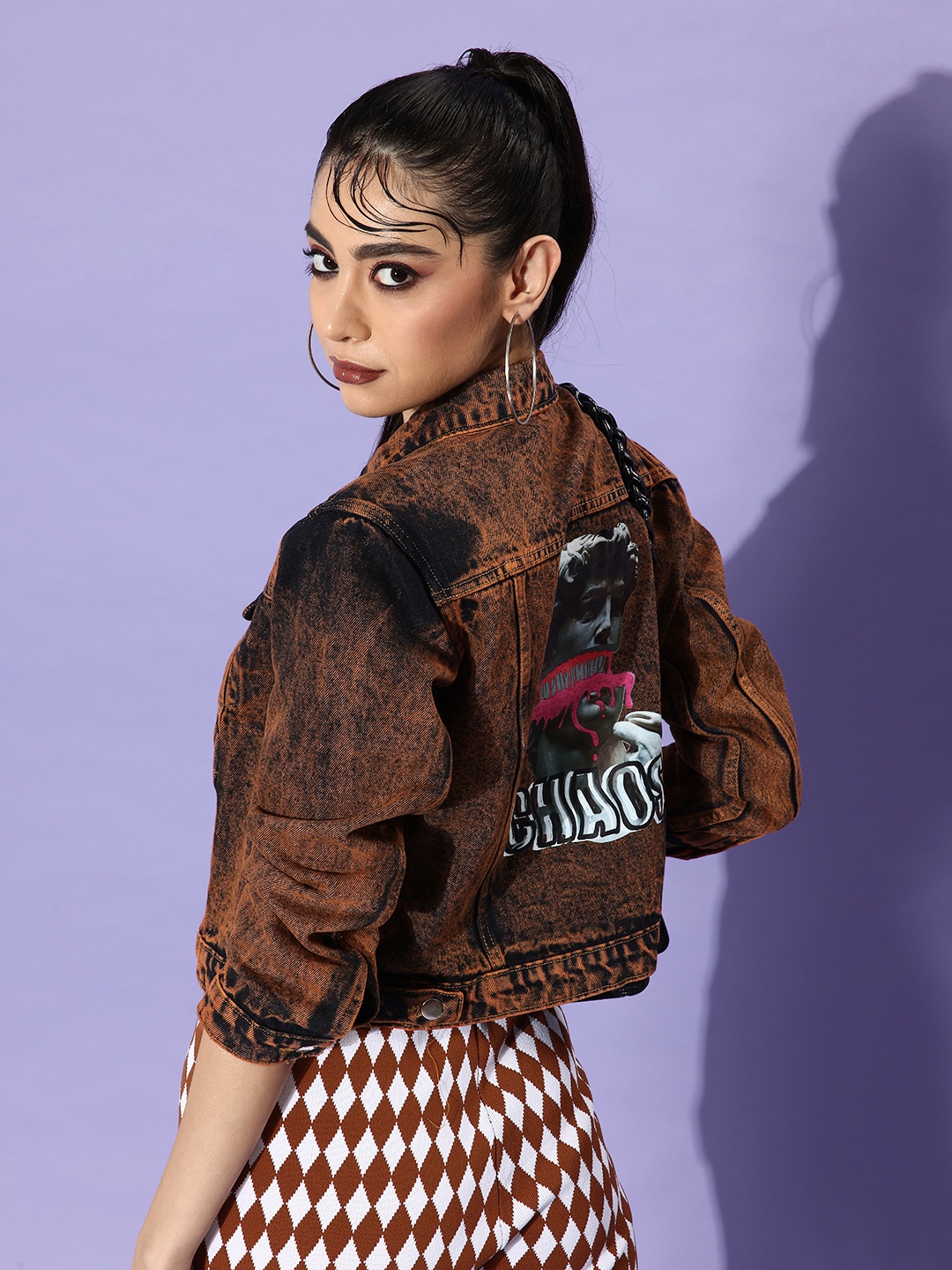 

Stylecast X Hersheinbox Women Chic Brown Abstract Kidult Kitsch Jacket