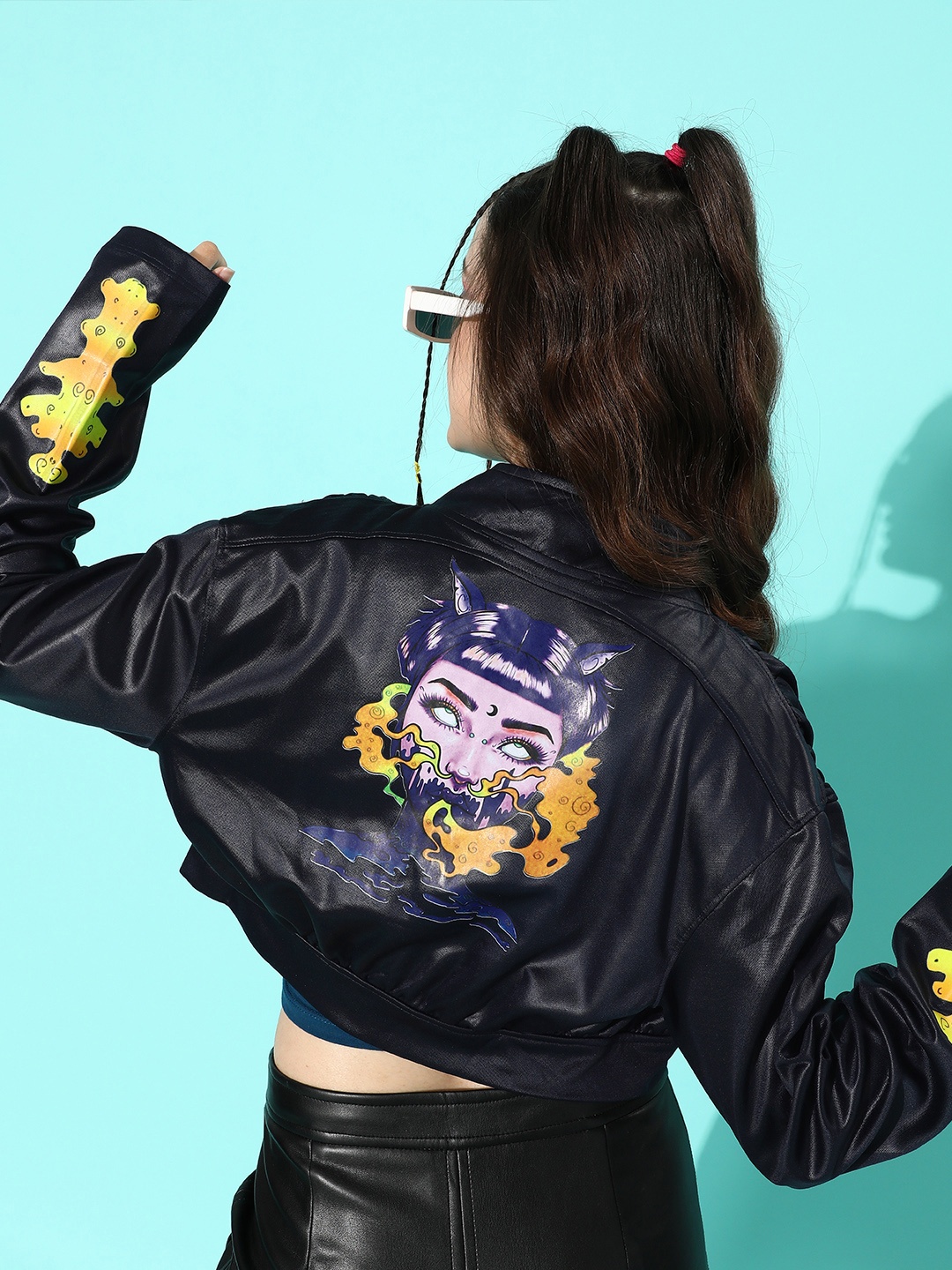 

Stylecast X Hersheinbox Women Navy Blue Graphic Kidult Kitsch Jacket