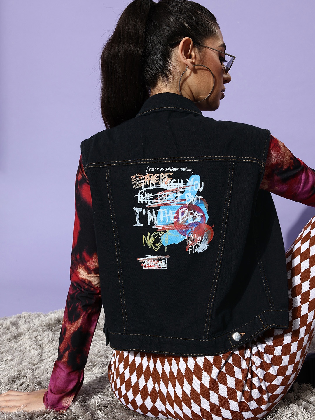 

Stylecast X Hersheinbox Women Elegant Black Abstract Kidult Kitsch Jacket