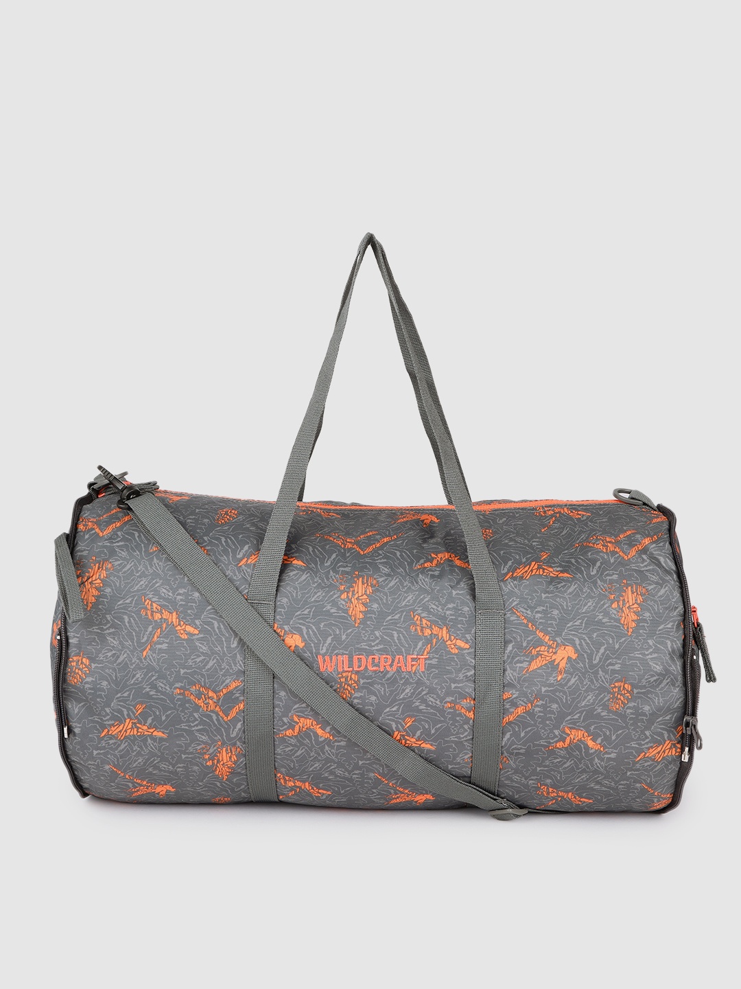 

Wildcraft Unisex Grey & Orange Printed Frisbee Duffel Bag