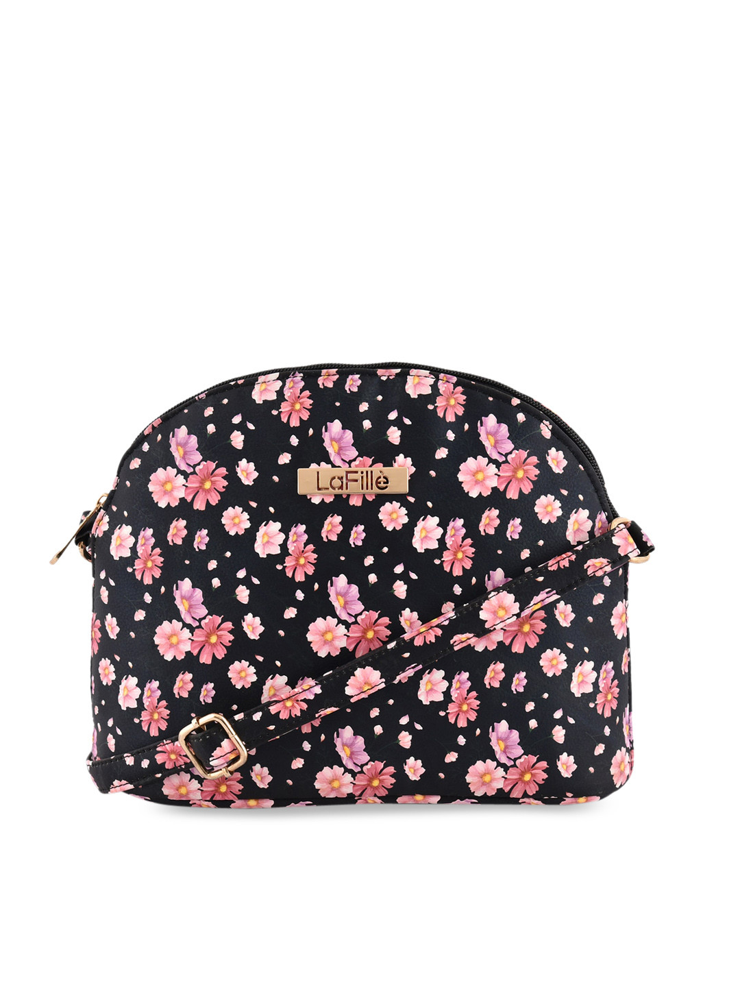 

LaFille Black Floral Printed Shopper Sling Bag
