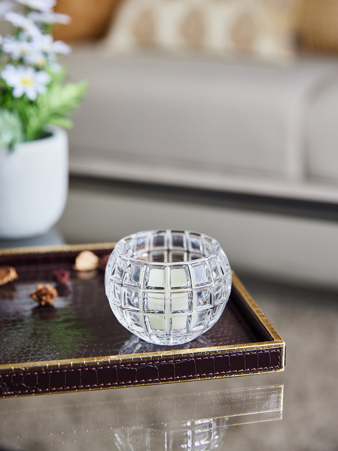 

Pure Home and Living Set Of 6 Transparent Orb Glass Votive Candle Holders