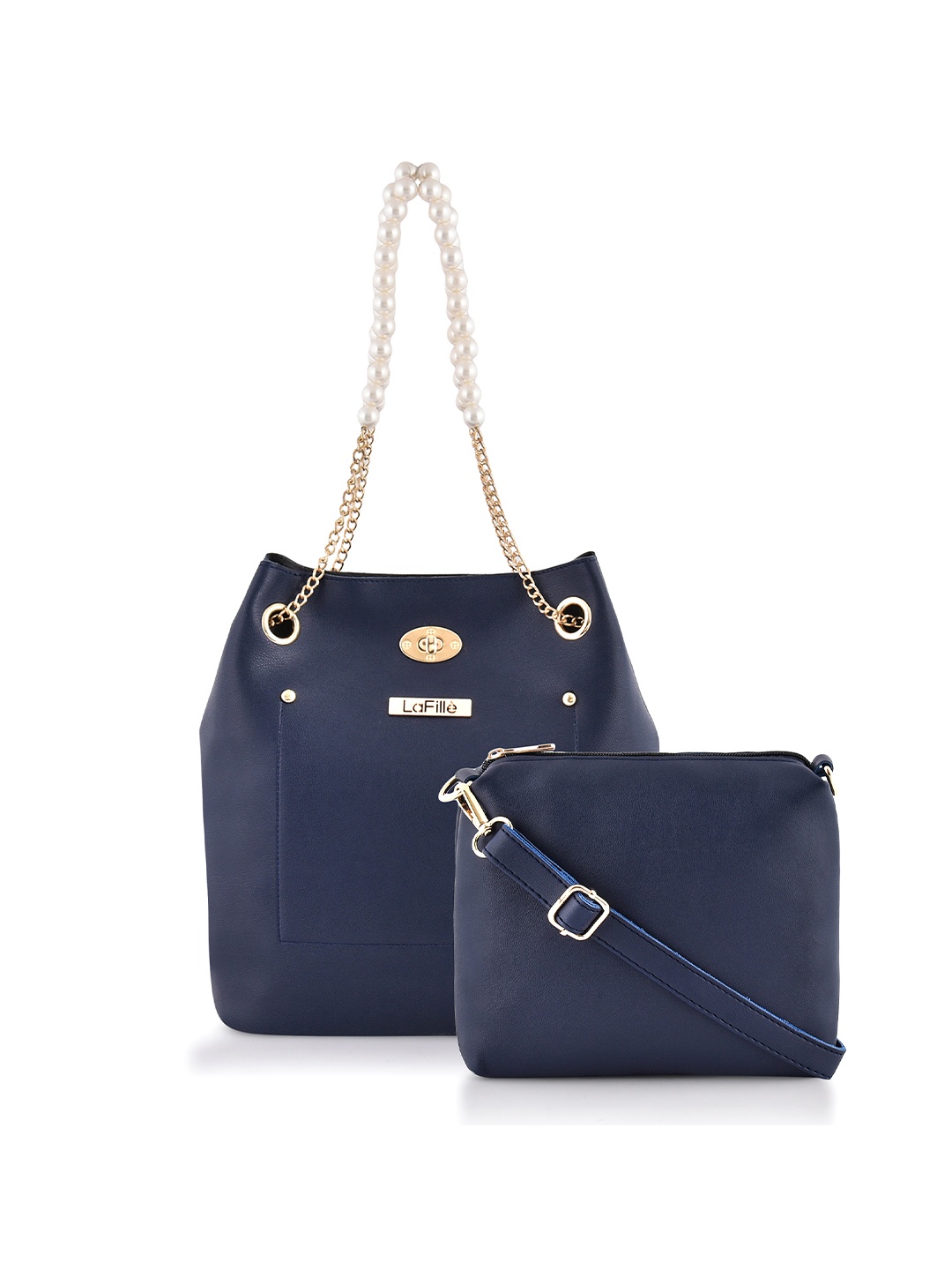 

LaFille Navy Blue Bucket Tote Bag