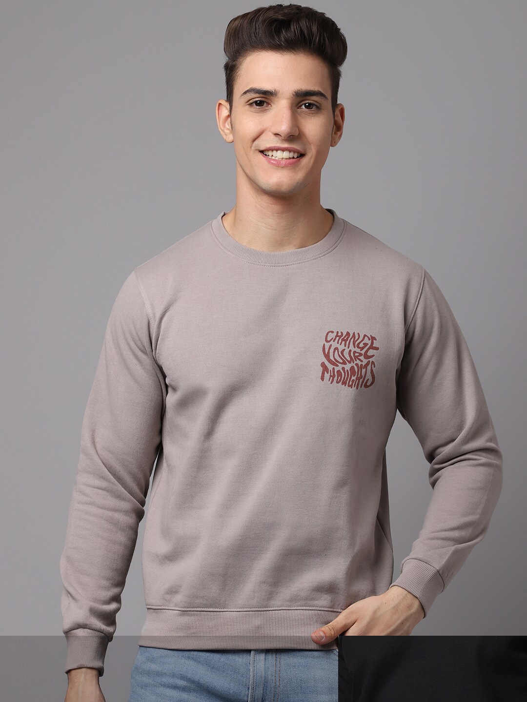 

Obaan Men Pack Of 2 Black & Grey Printed Sweatshirt