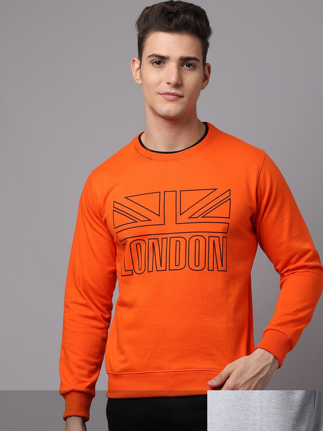 

Obaan Men Pack Of 2 Orange & Grey Printed Sweatshirt