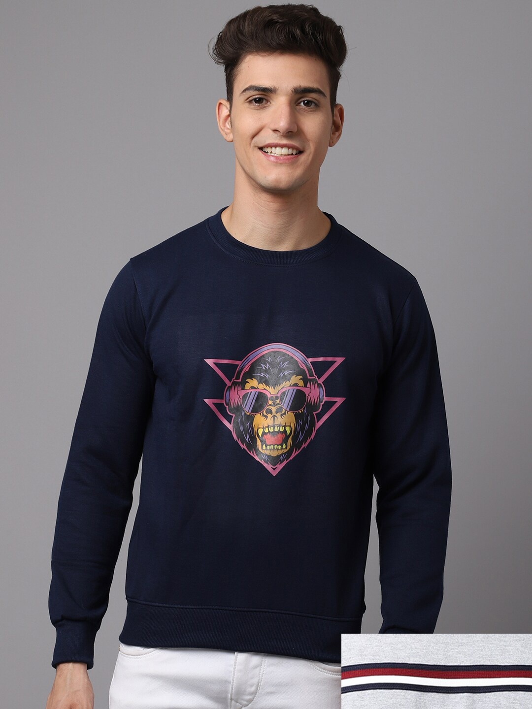 

Obaan Men Pack of 2 Grey & Navy Blue Sweatshirt