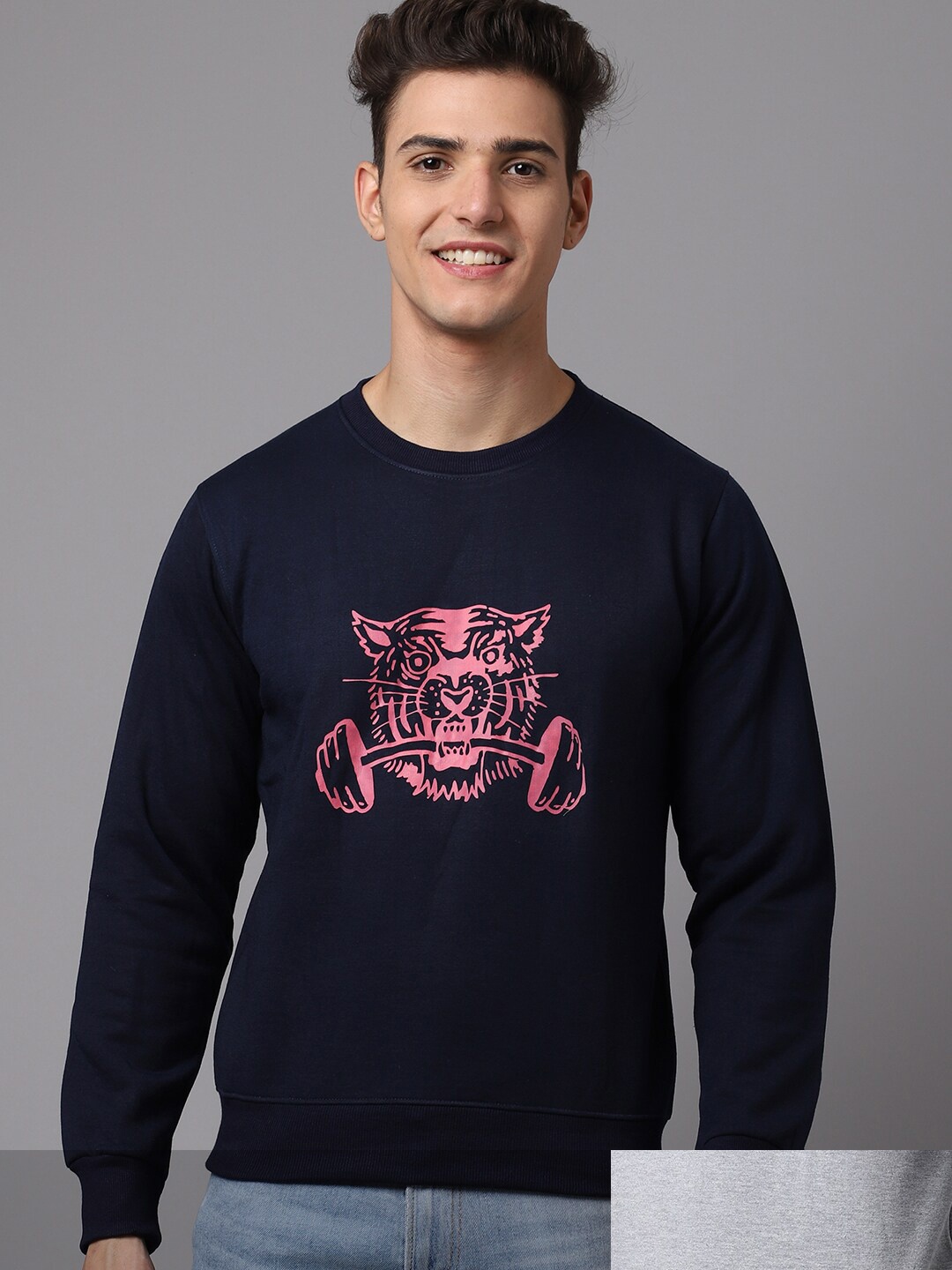 

Obaan Men Pack of 2 Grey & Navy Blue Sweatshirt