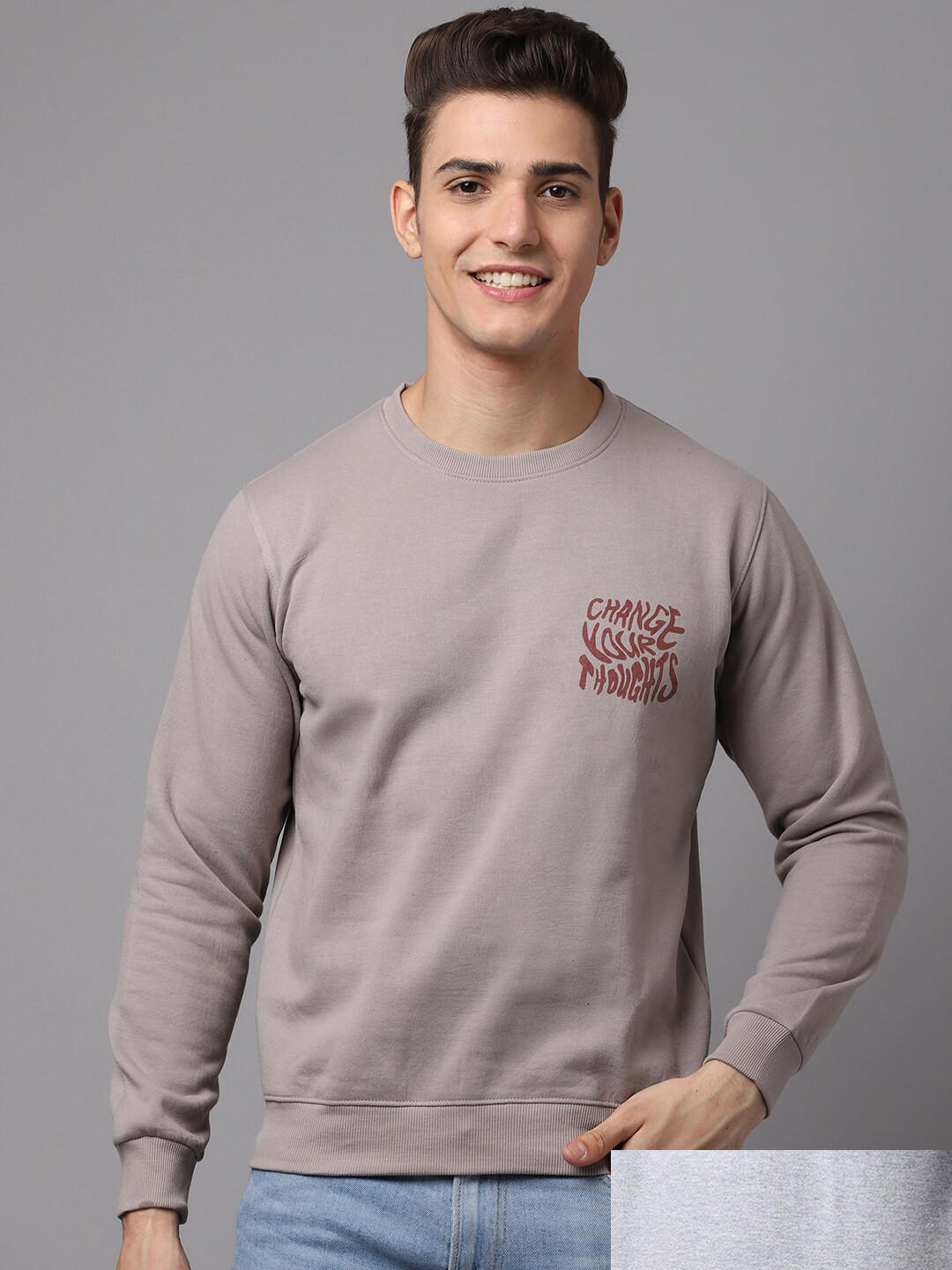 

Obaan Men Grey Printed Sweatshirt
