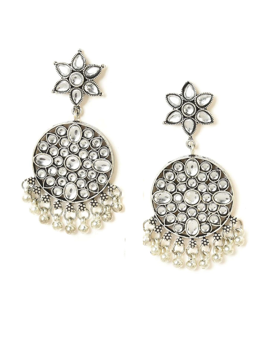 

W Silver-Toned Floral Drop Earrings