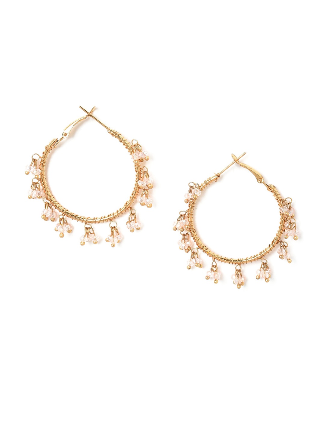 

W Pink & Gold Plated Circular Hoop Earrings