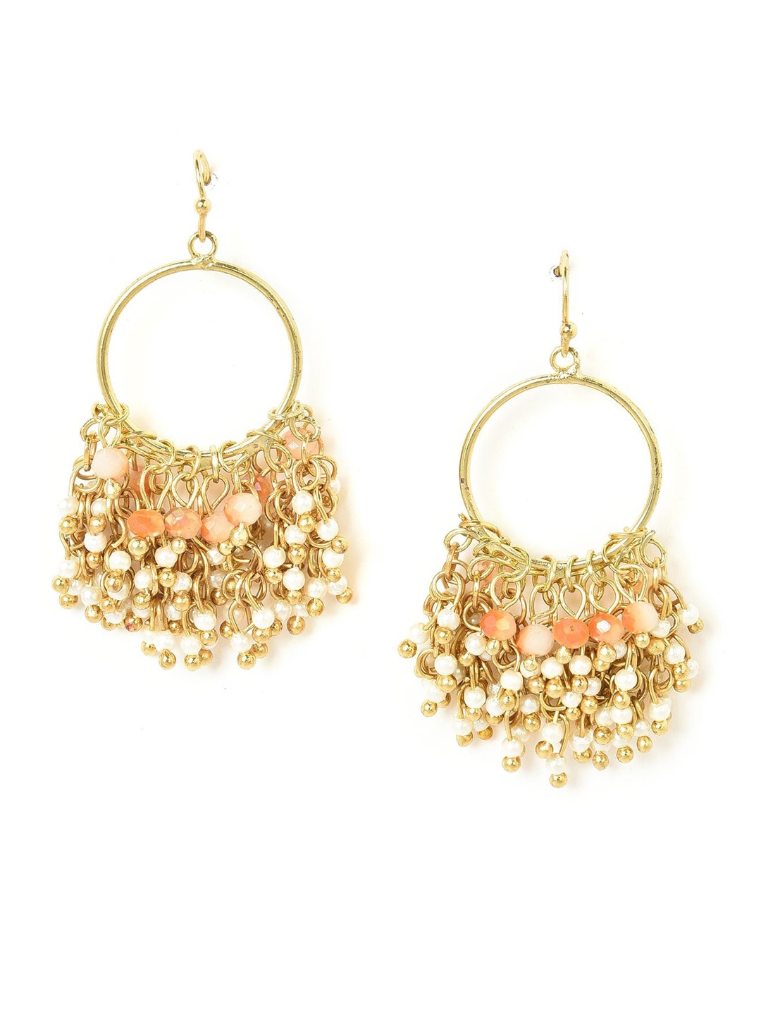 

W Coral & White Circular Hoop Earrings