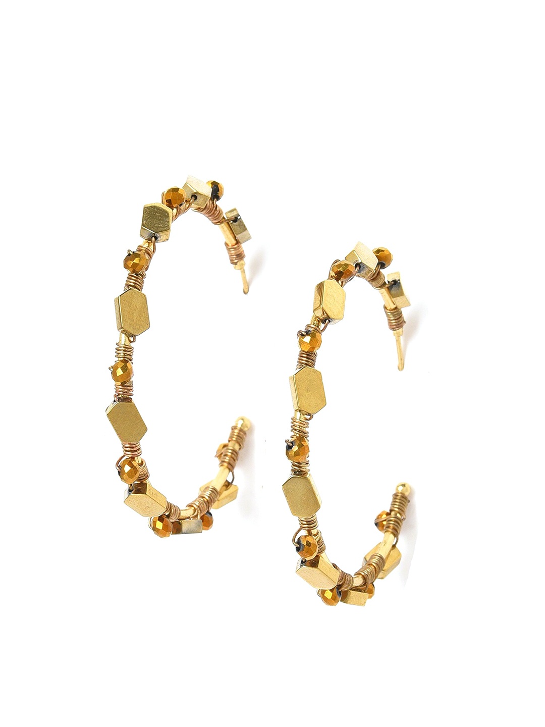 

W Brown Circular Half Hoop Earrings