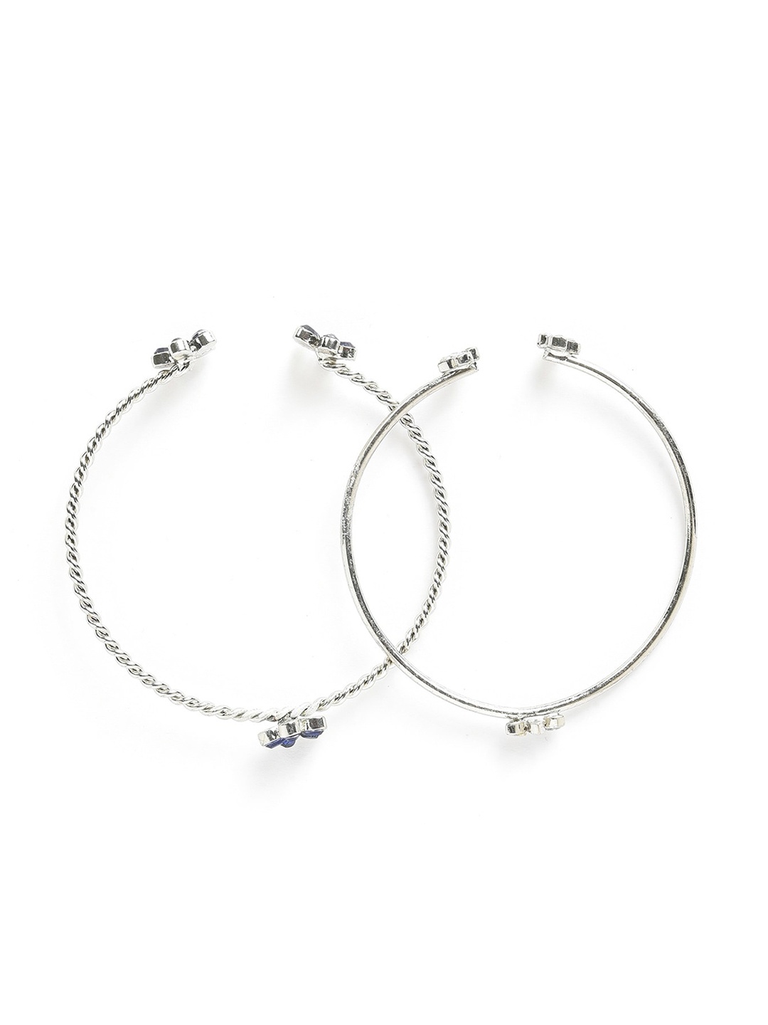 

W Women Set Of 2 Blue & Silver-Plated Cuff Bracelet