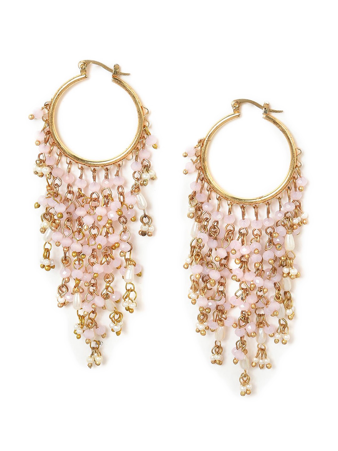 

W Pink & Gold-Toned Circular Hoop Earrings