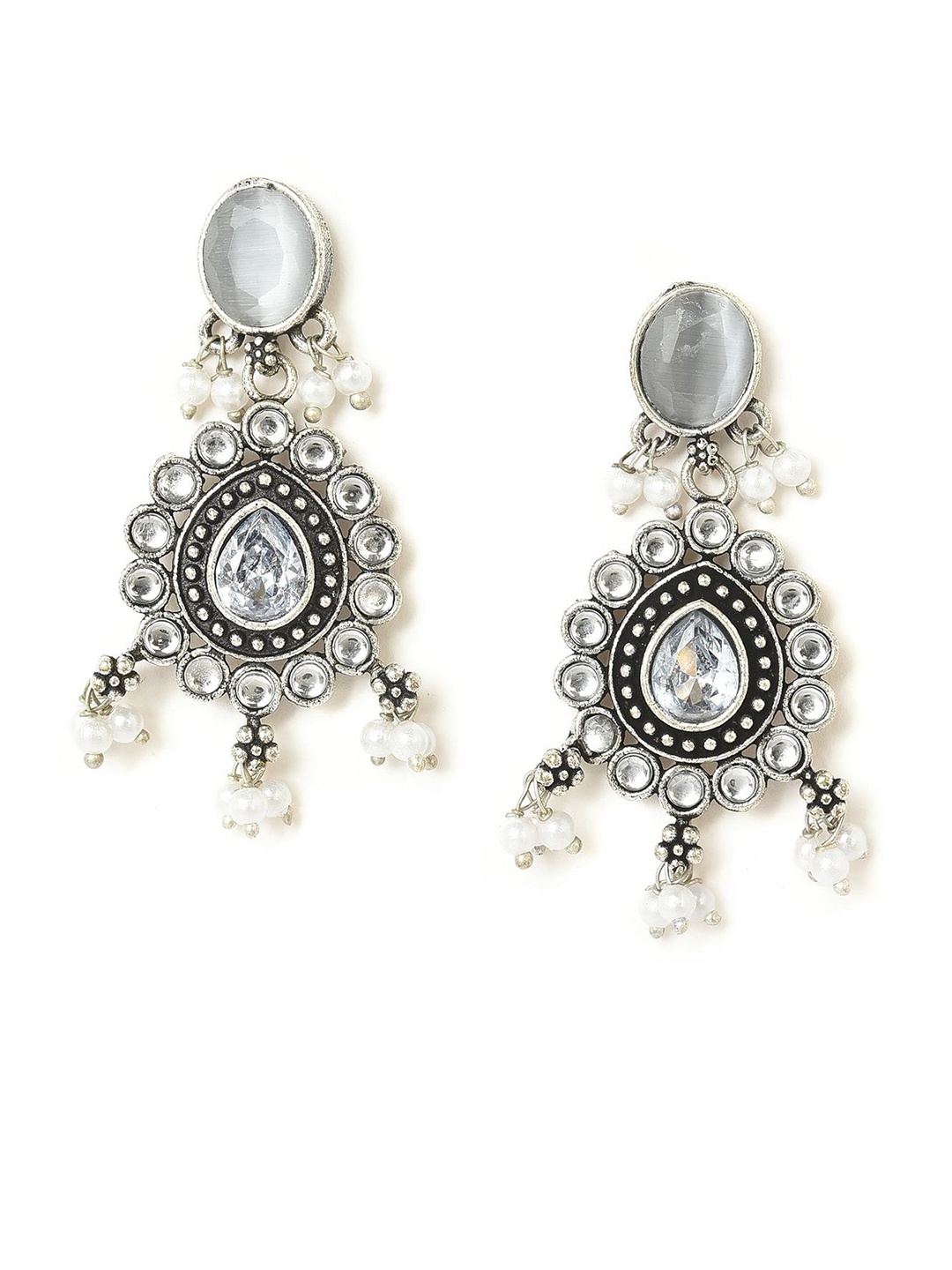 

W Silver-Toned Floral Drop Earrings