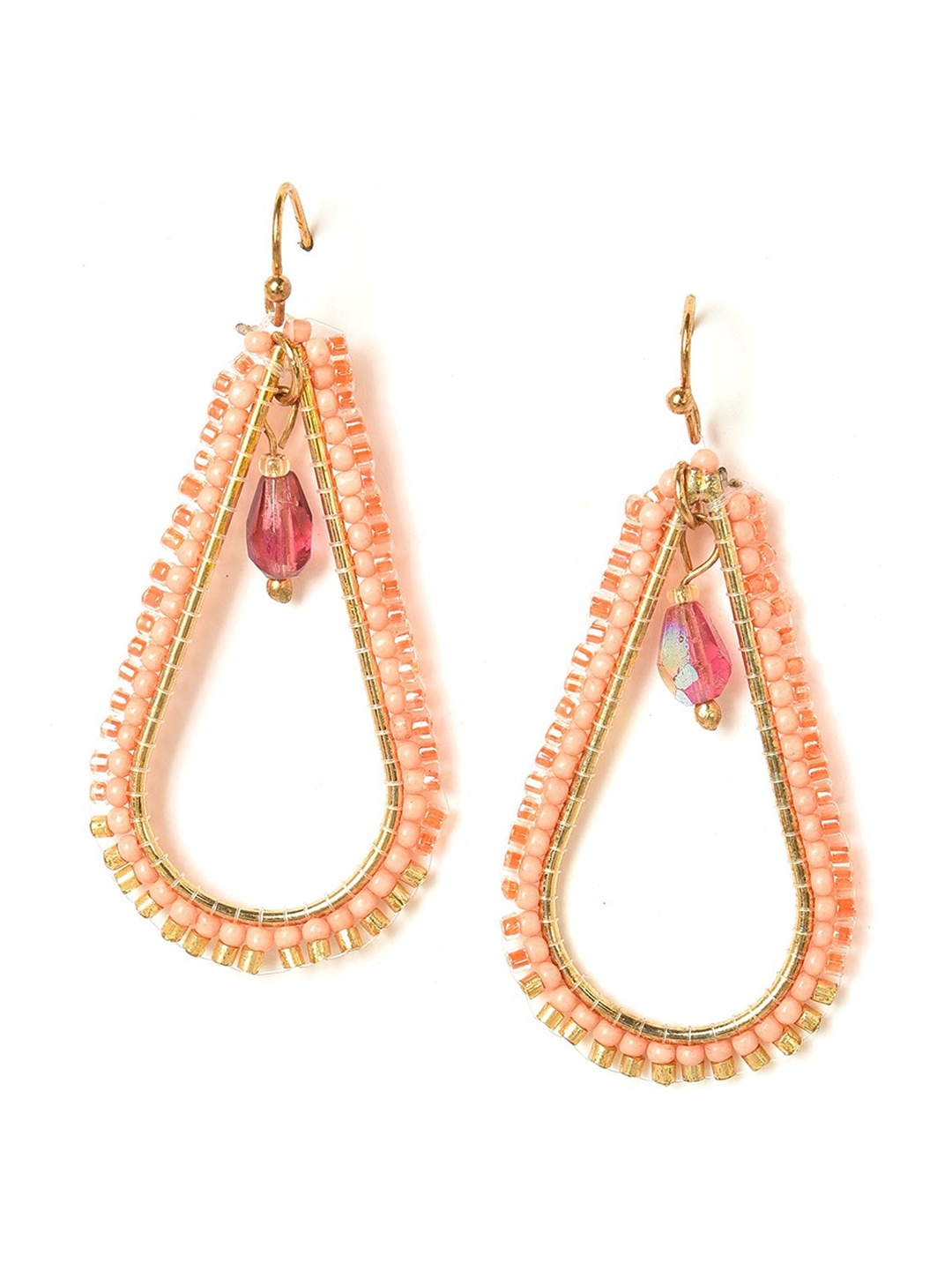 

W Pink & Rose Gold Teardrop Shaped Drop Earrings