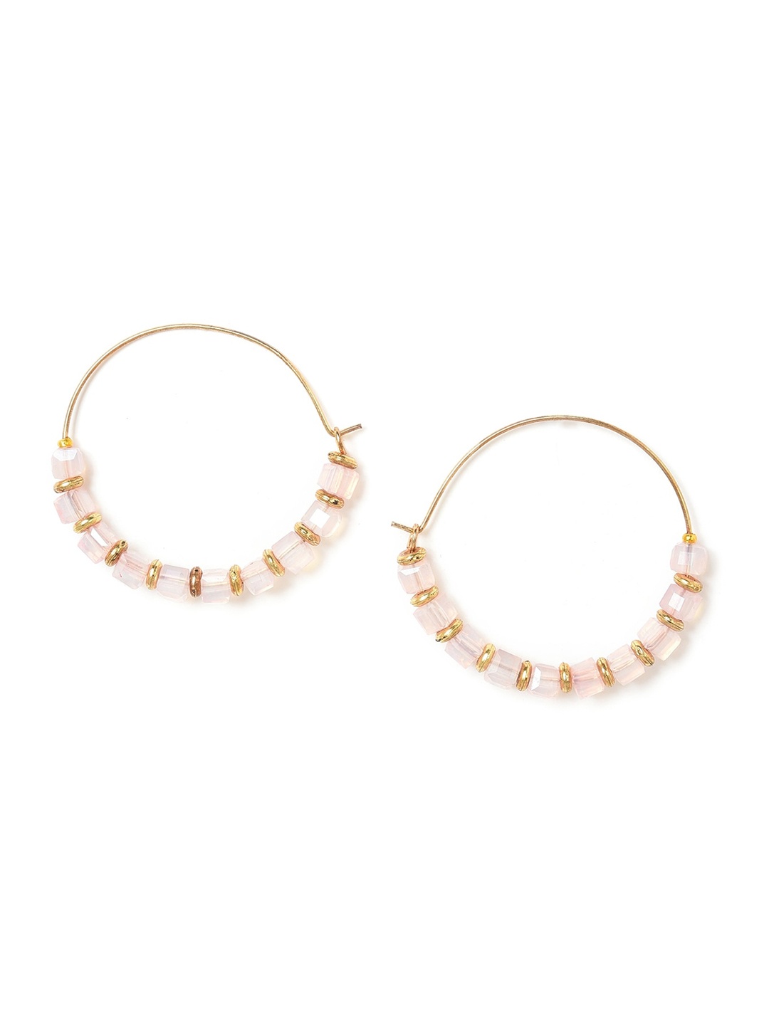 

W Pink Circular Hoop Earrings