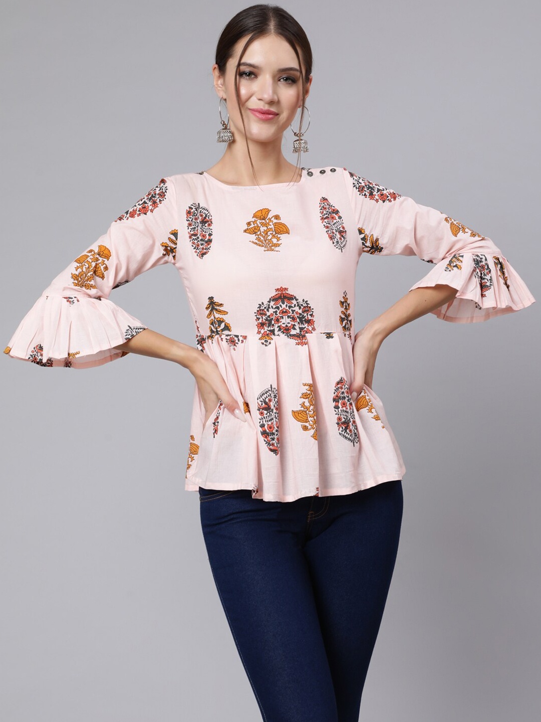 

AASI - HOUSE OF NAYO Pink & Mustard Printed Tunic