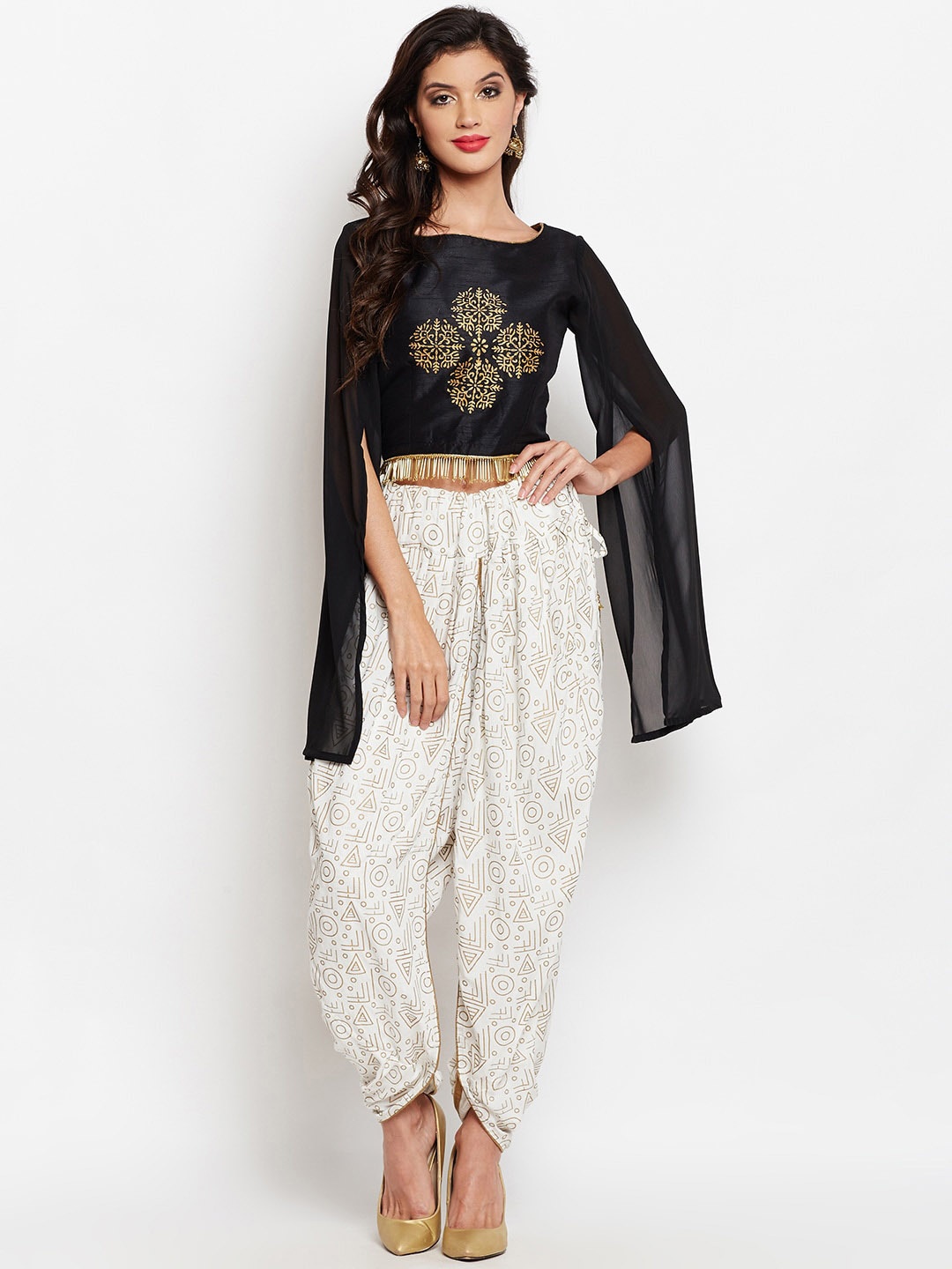 

studio rasa Women White Block Printed Dhoti Pant