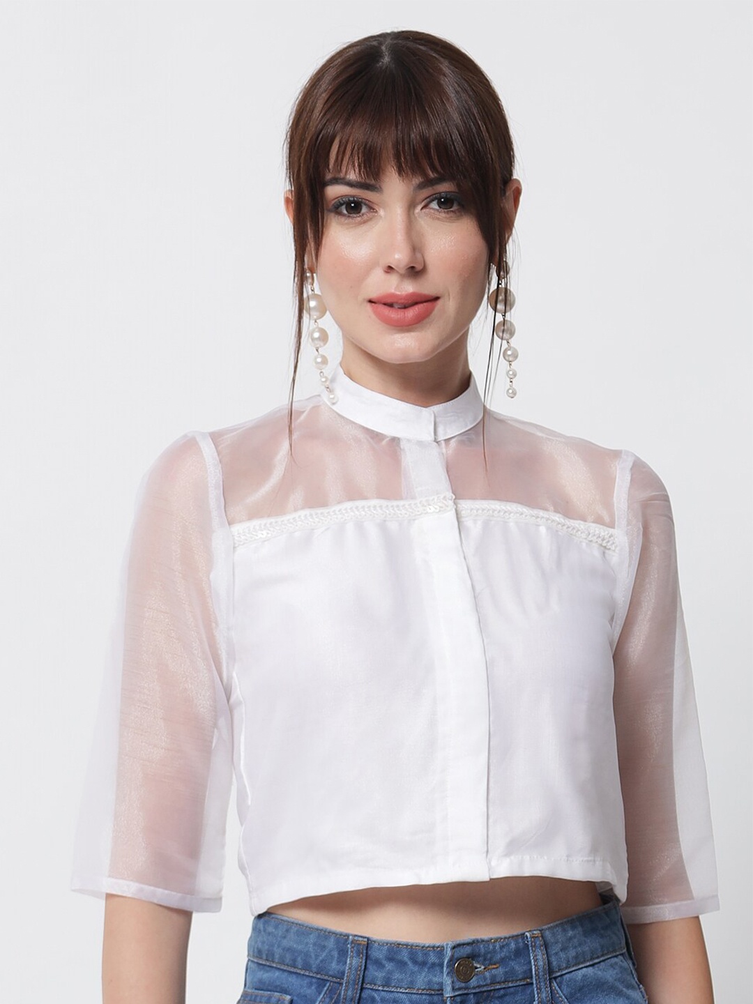 

studio rasa Women White Boxy Crop Top