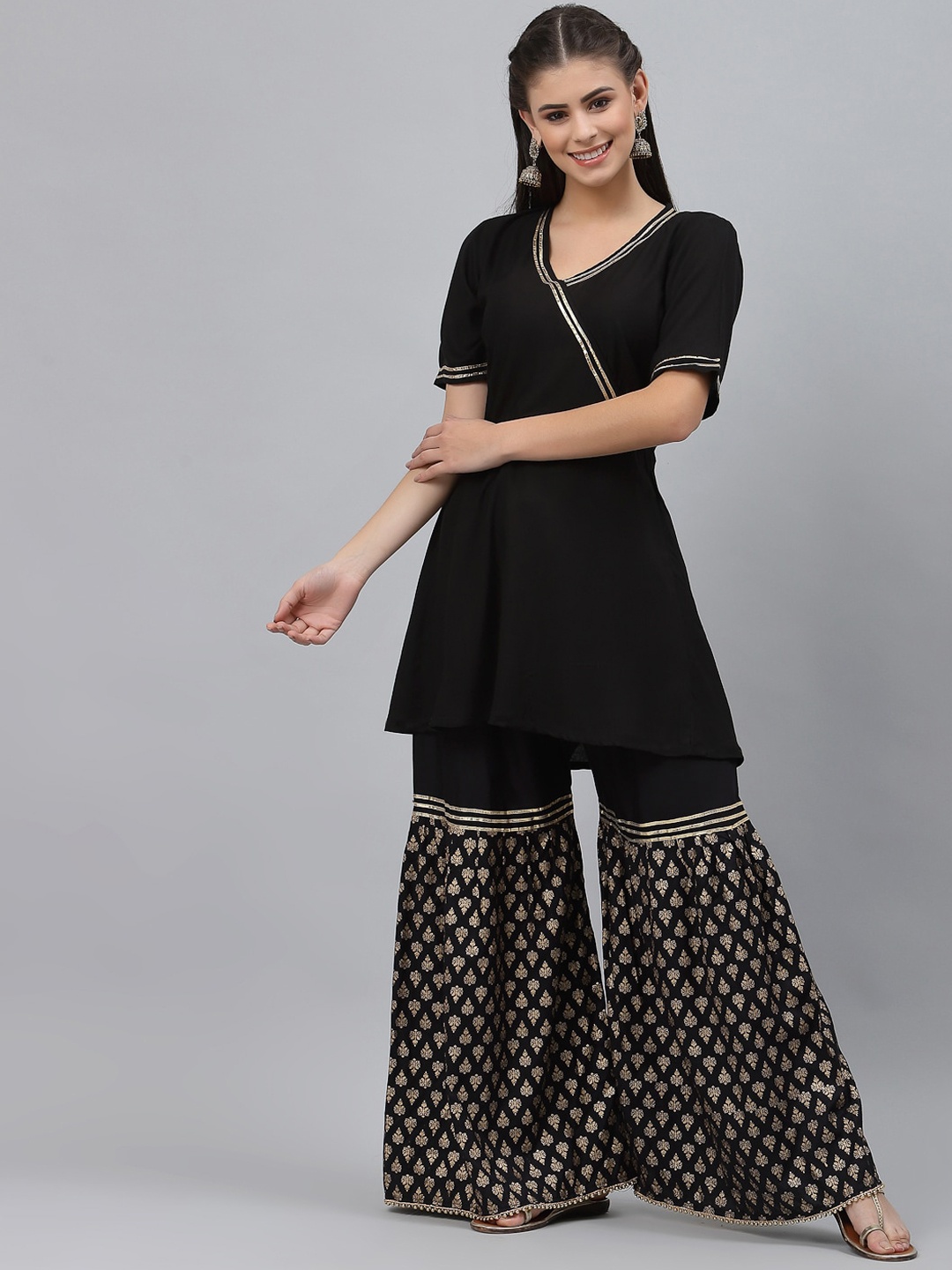 

studio rasa Women Kurti with Sharara, Black