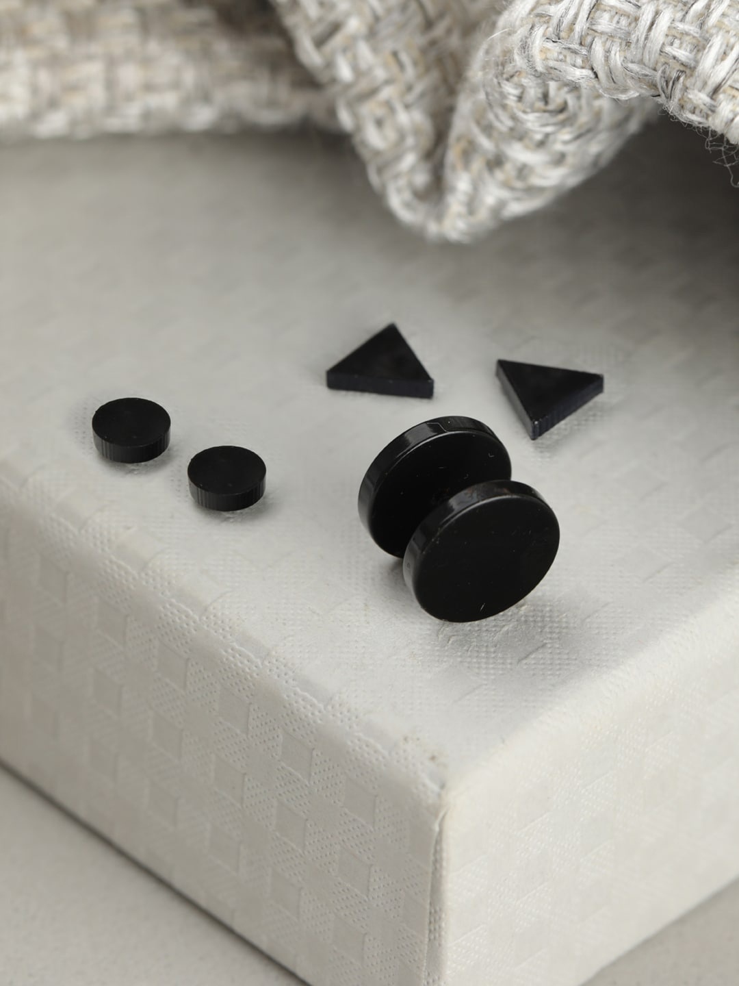 

Priyaasi Men Black Pack Of 3 Contemporary Studs Earrings