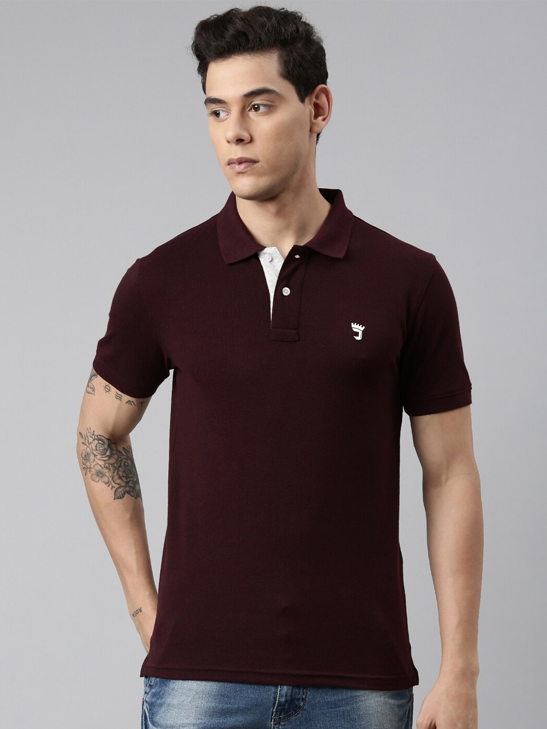 

Joven Men Maroon Polo Collar T-shirt