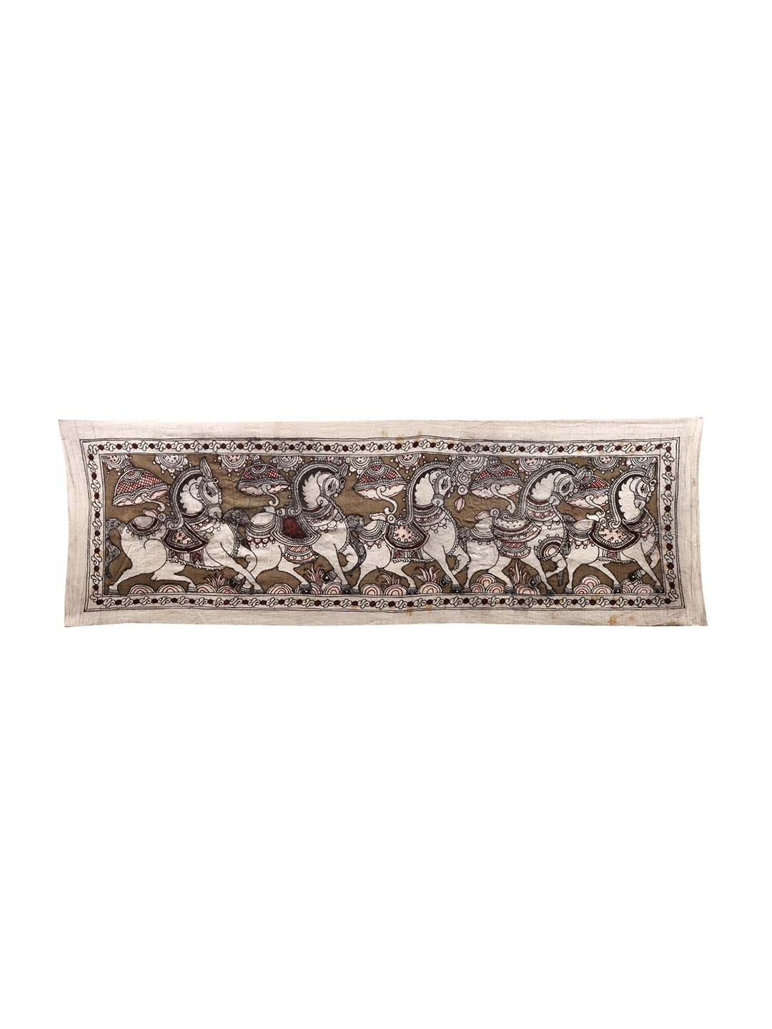 

Exotic India Beige Decorative Horses Painted Wall Art