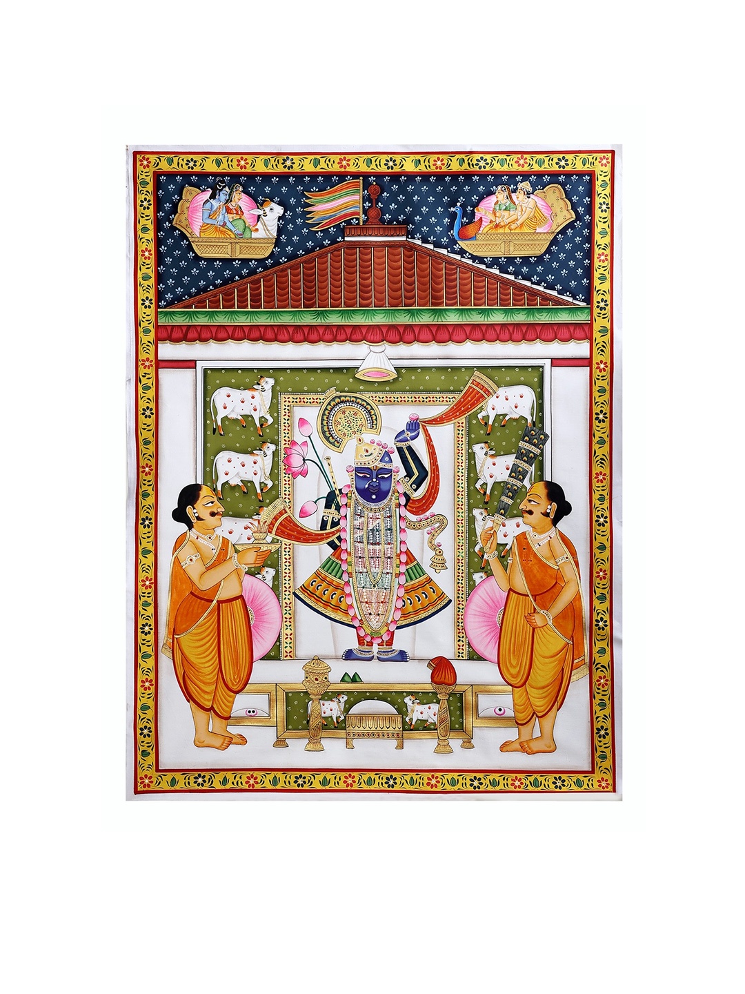 

Exotic India Lord Shrinath Ji Cotton Watercolor Painting, Green