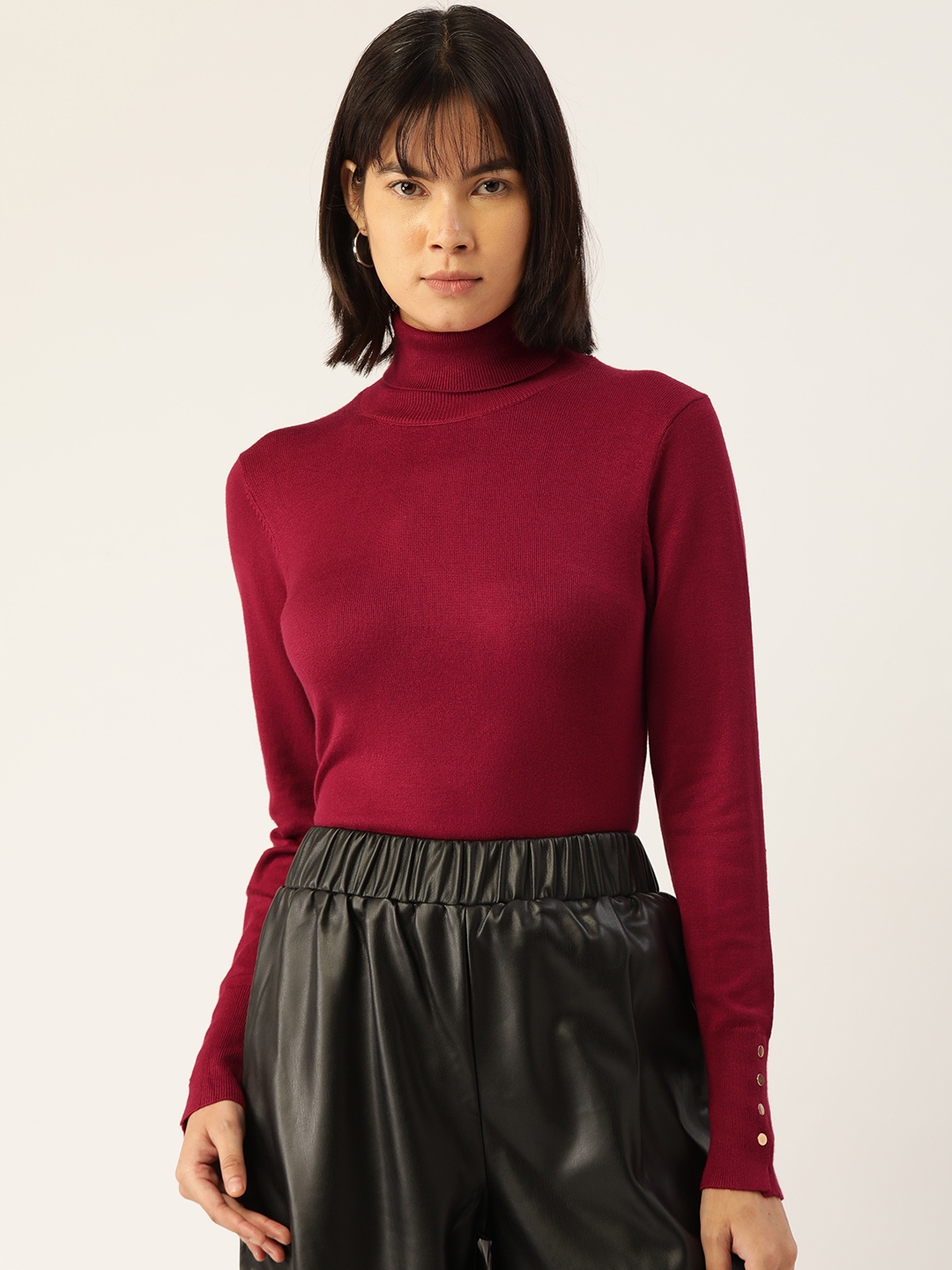 

Madame Women Solid Pullover, Maroon