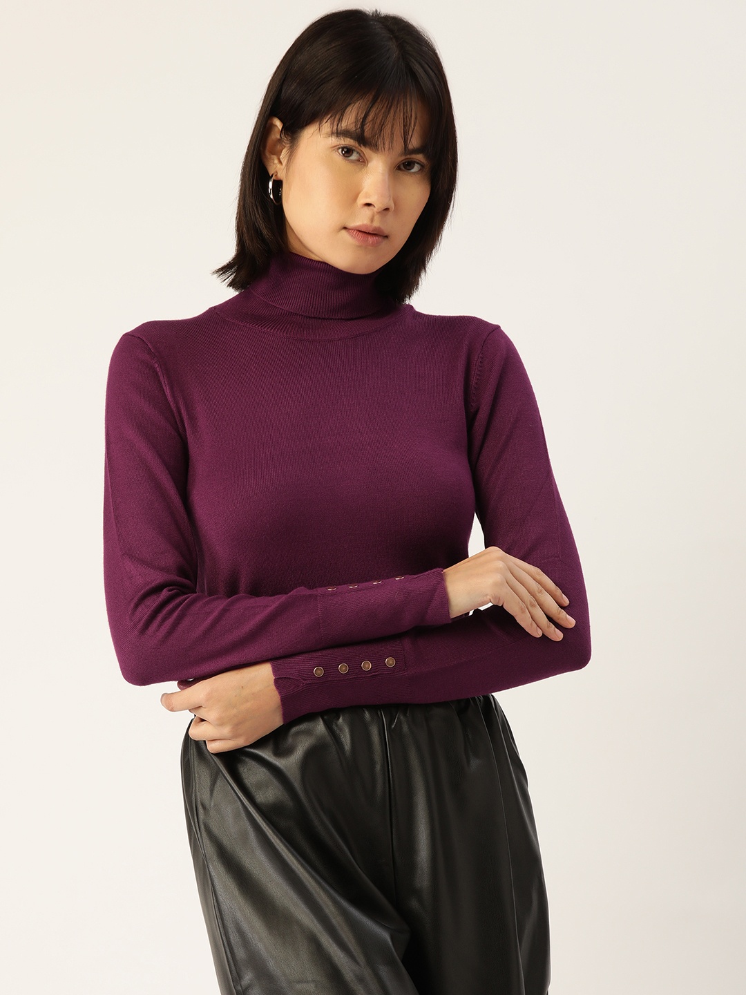 

Madame Women Solid Pullover, Purple