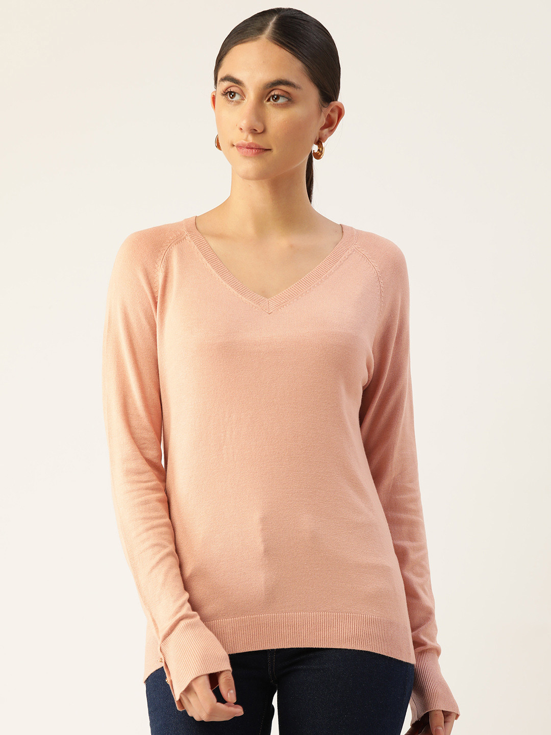 

Madame Women Solid Pullover, Peach