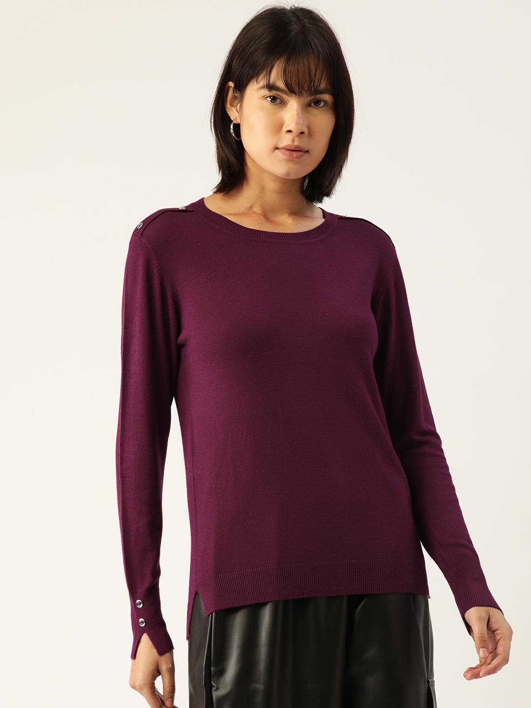 

Madame Women Solid Pullover, Purple