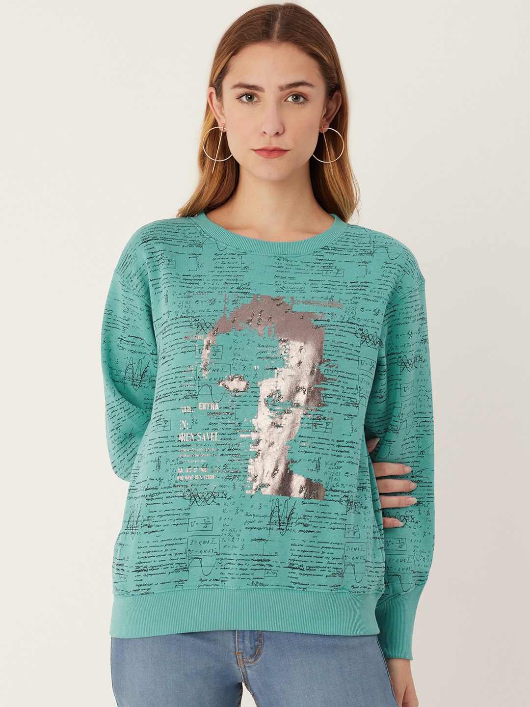 

Madame Women Blue Graphic Print Sweatshirt