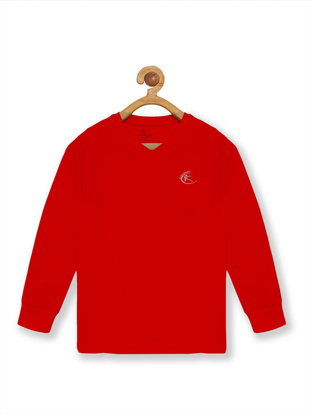 

KiddoPanti Boys Red V-Neck Pure Cotton T-shirt