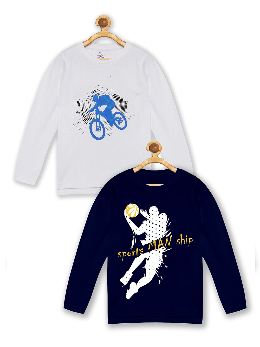 

KiddoPanti Boys Pack of 2 White & Black Printed Round Neck T-shirt