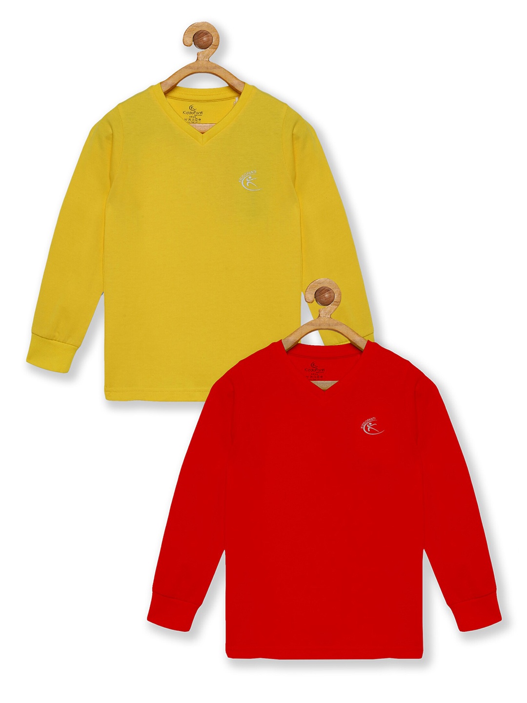 

KiddoPanti Boys Pack Of 2 Yellow & Red V-Neck T-shirt