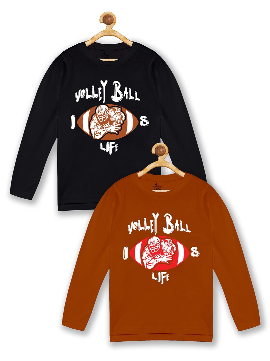 

KiddoPanti Boys Pack Of 2 Black & Rust Typography Printed T-shirt