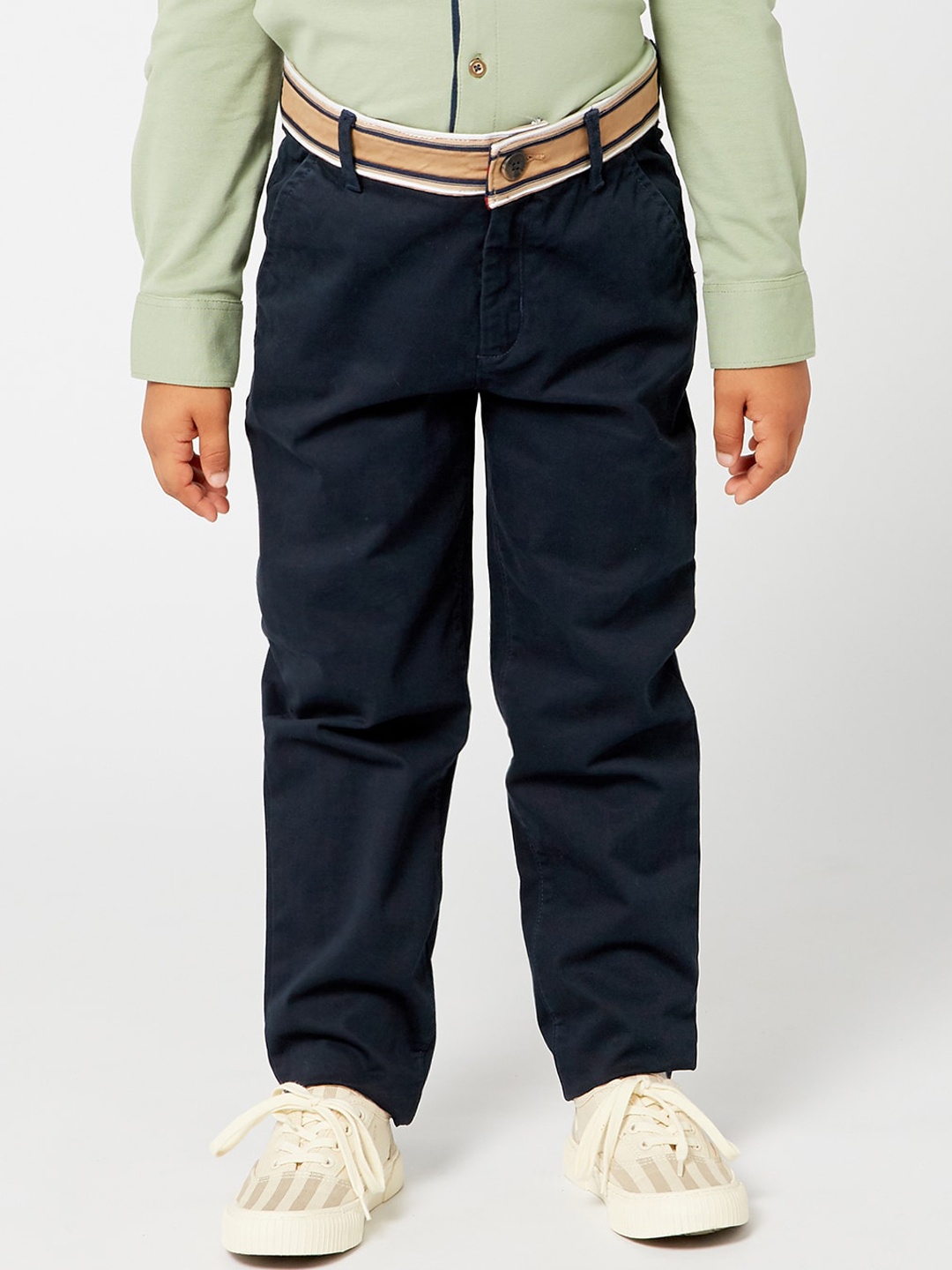 

One Friday Boys Navy Blue Solid Trousers