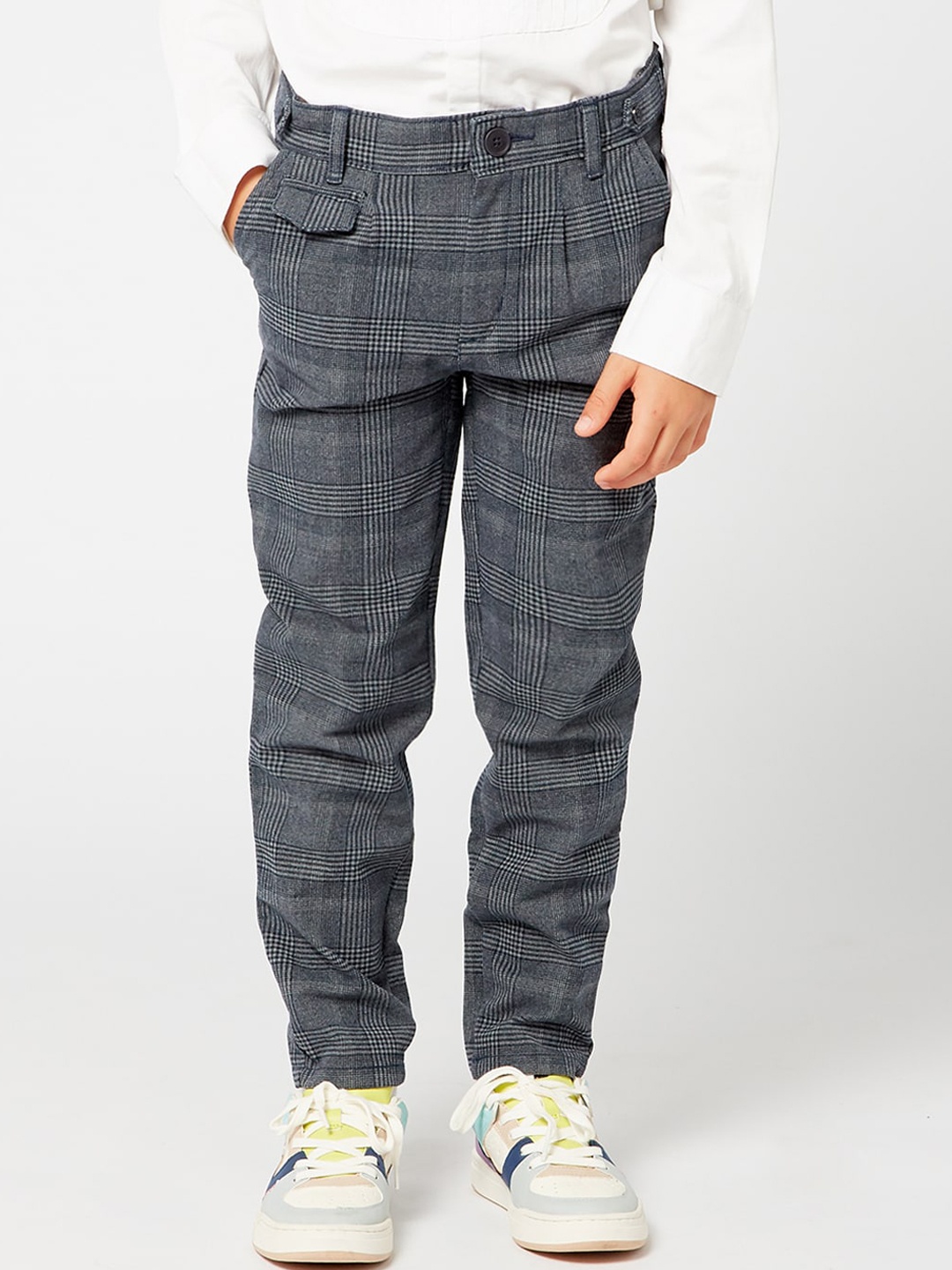 

One Friday Boys Grey Checked Trousers