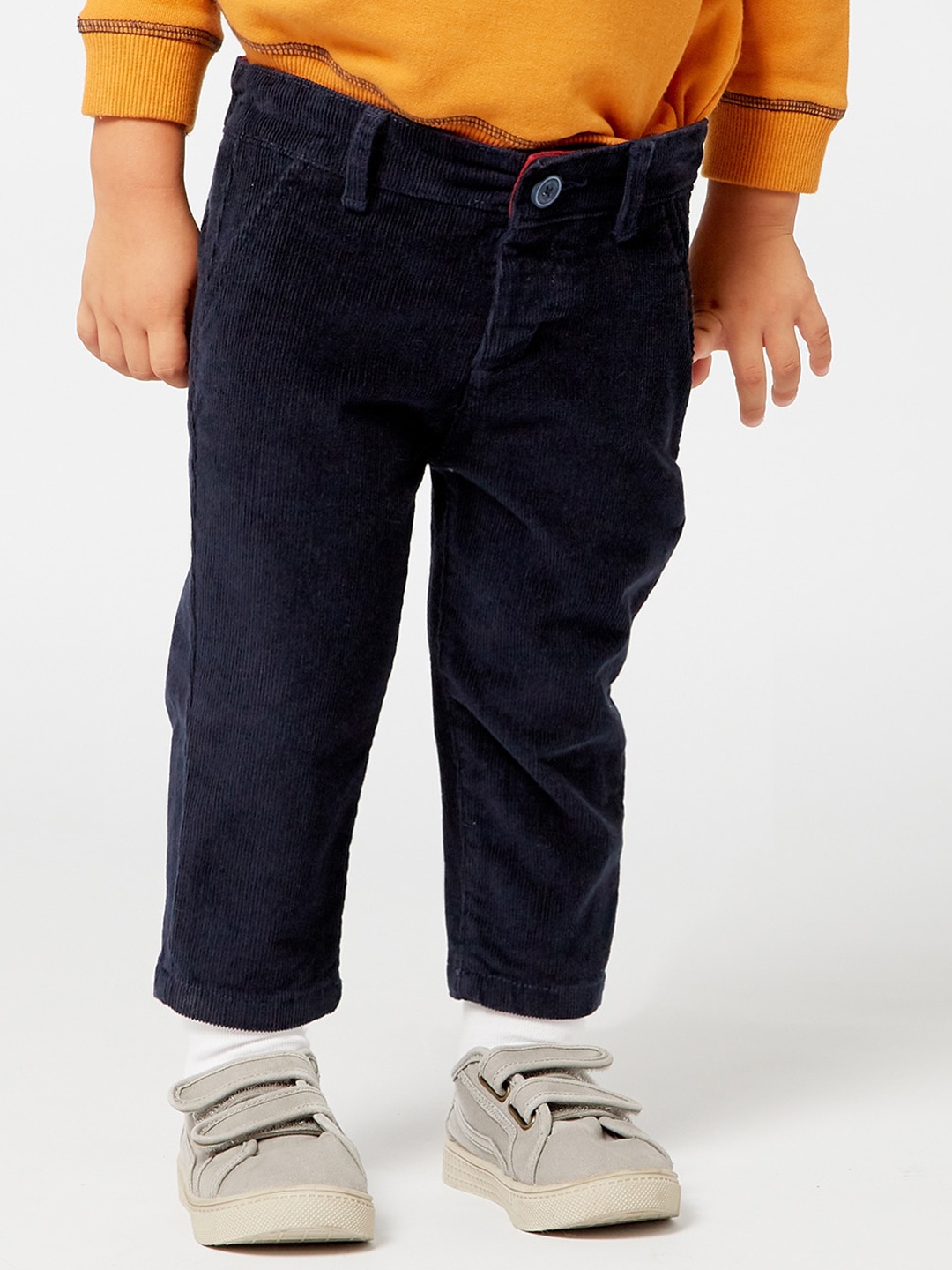 

One Friday Boys Navy Blue Striped Cotton Trousers