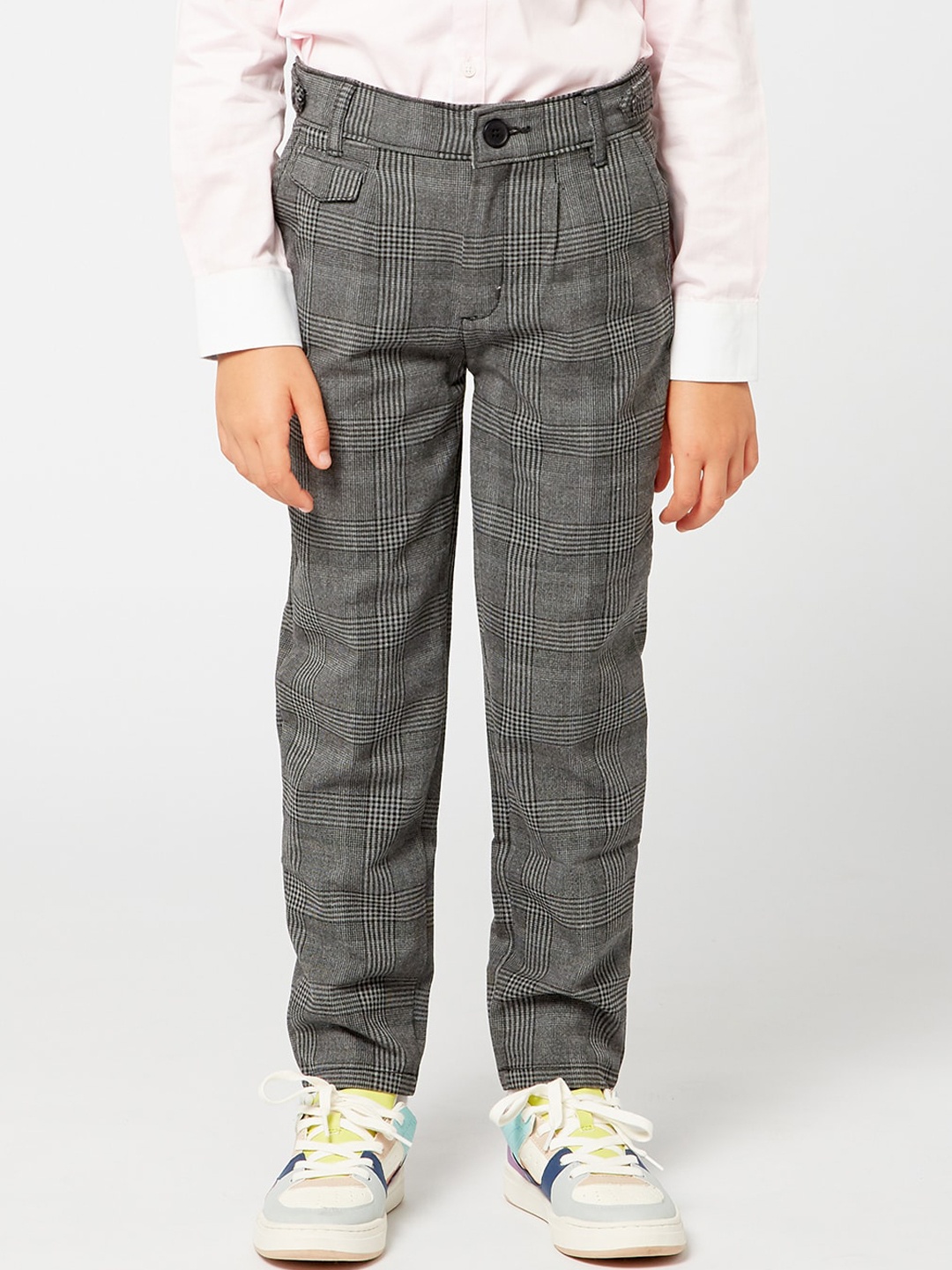 

One Friday Boys Grey Checked Trousers
