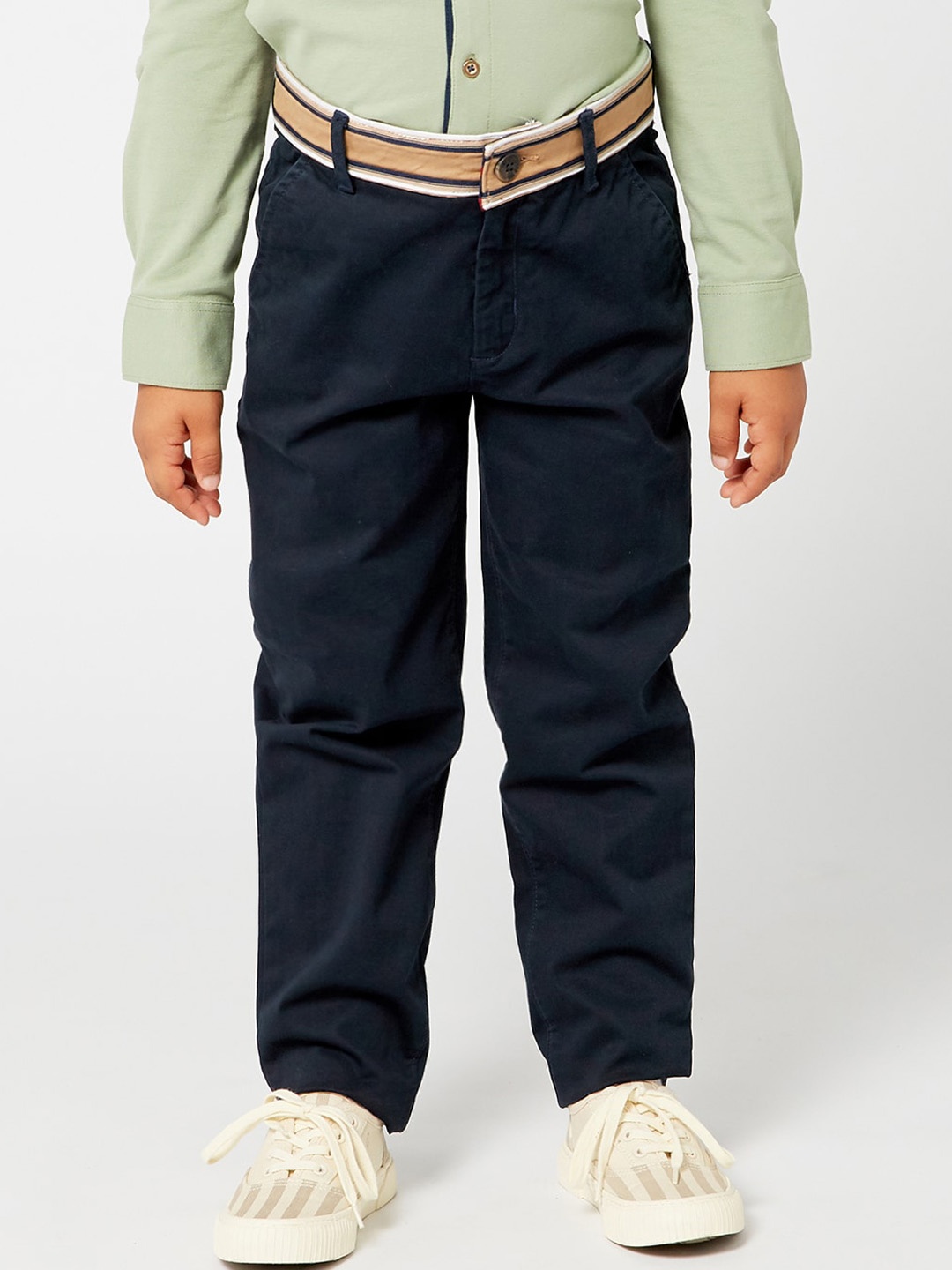 

One Friday Boys Navy Blue Solid Trousers