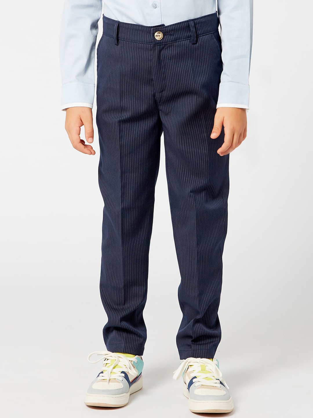 

One Friday Boys Navy Blue Solid Trousers