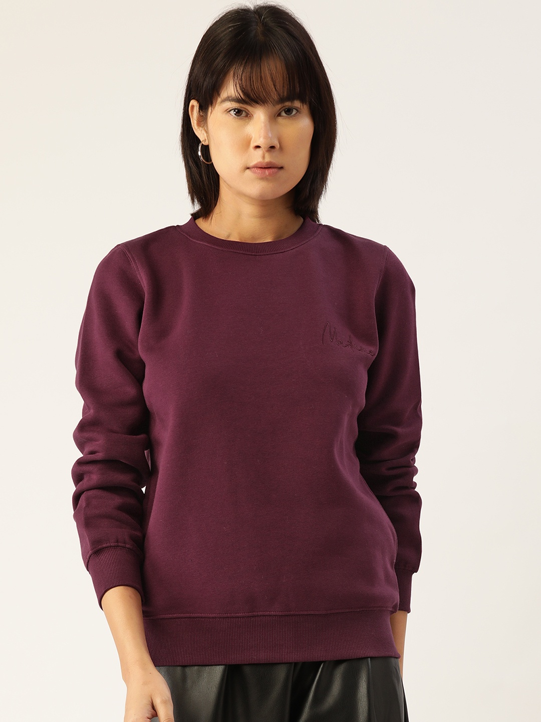 

Madame Women Purple Women Round Neck Sweatshirt