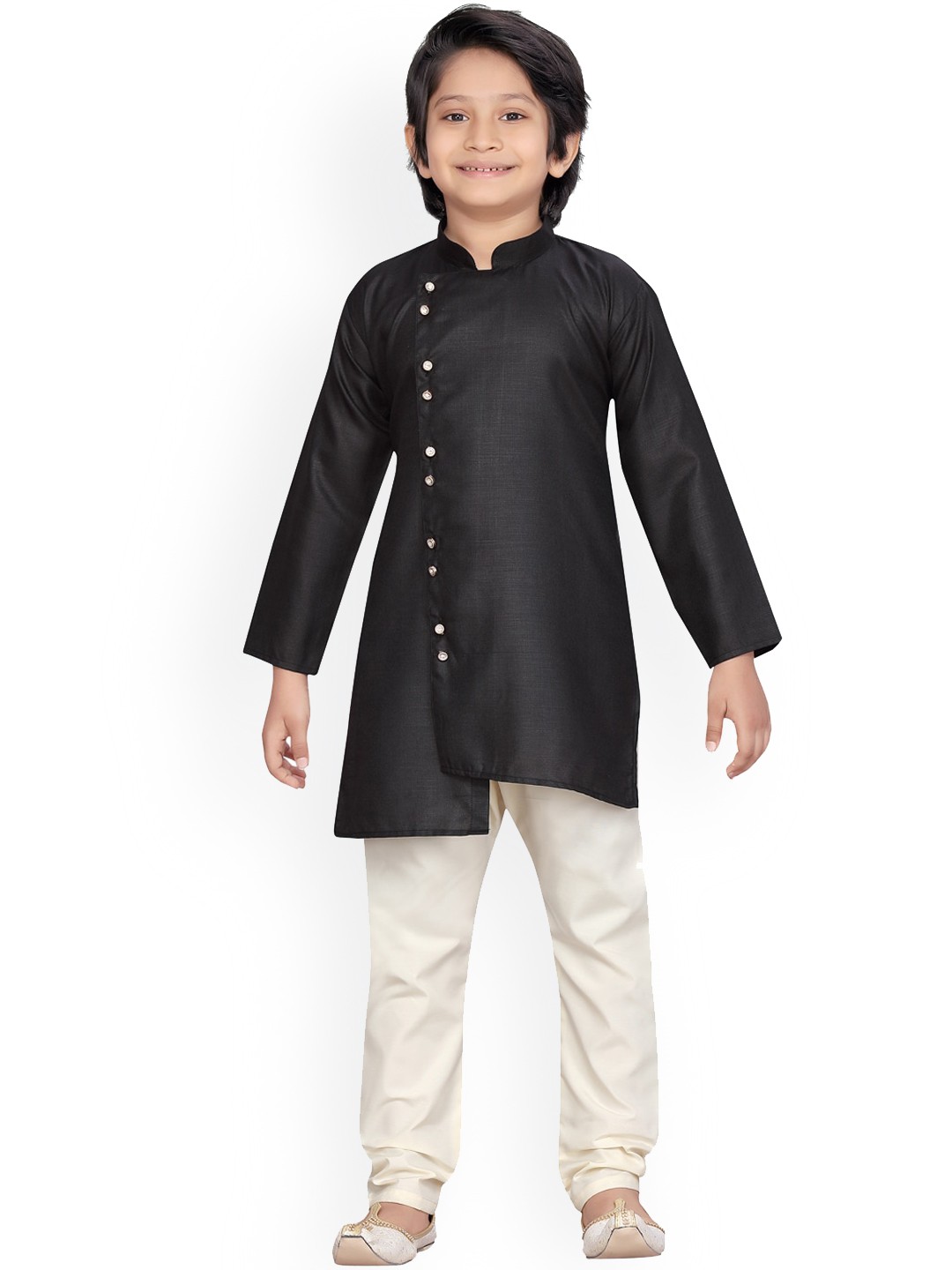 

Aarika Boys Asymmetric Pure Cotton Kurta with Pyjama, Black