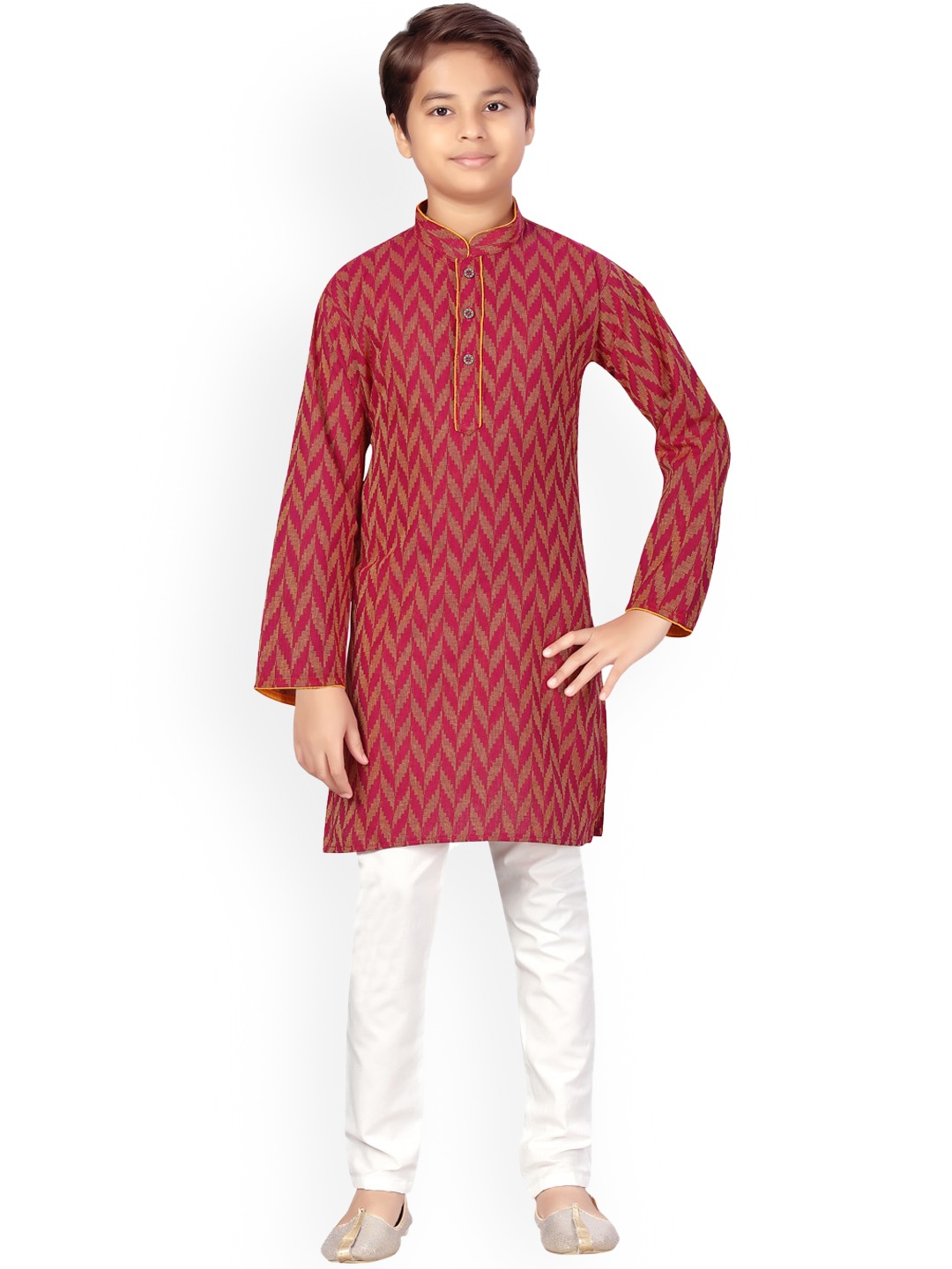 

Aarika Boys Maroon Pure Cotton Kurta with Pyjamas