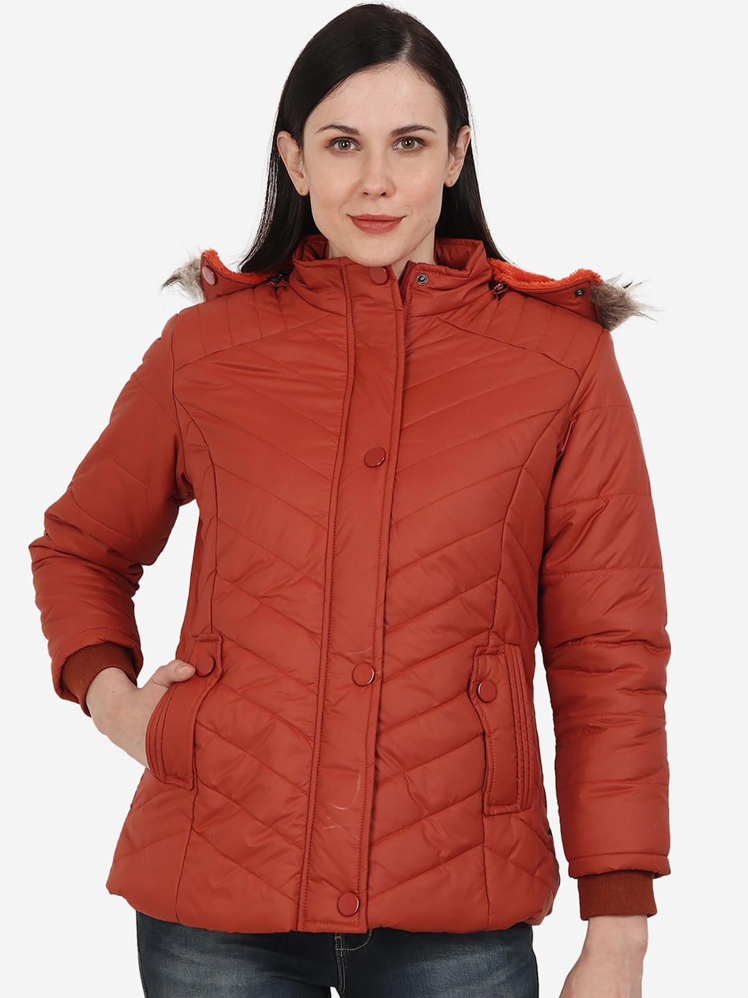 

Xohy Women Rust Lightweight Hooded Outdoor Puffer Jacket