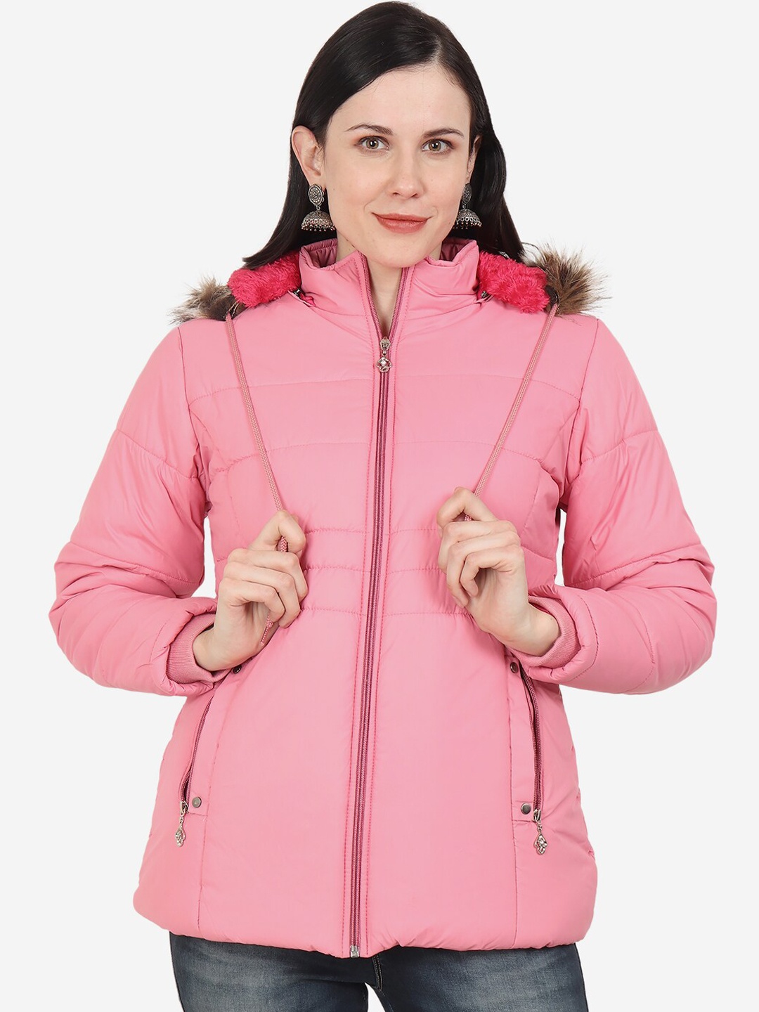 

Xohy Women Pink Lightweight Longline Outdoor Parka Jacket