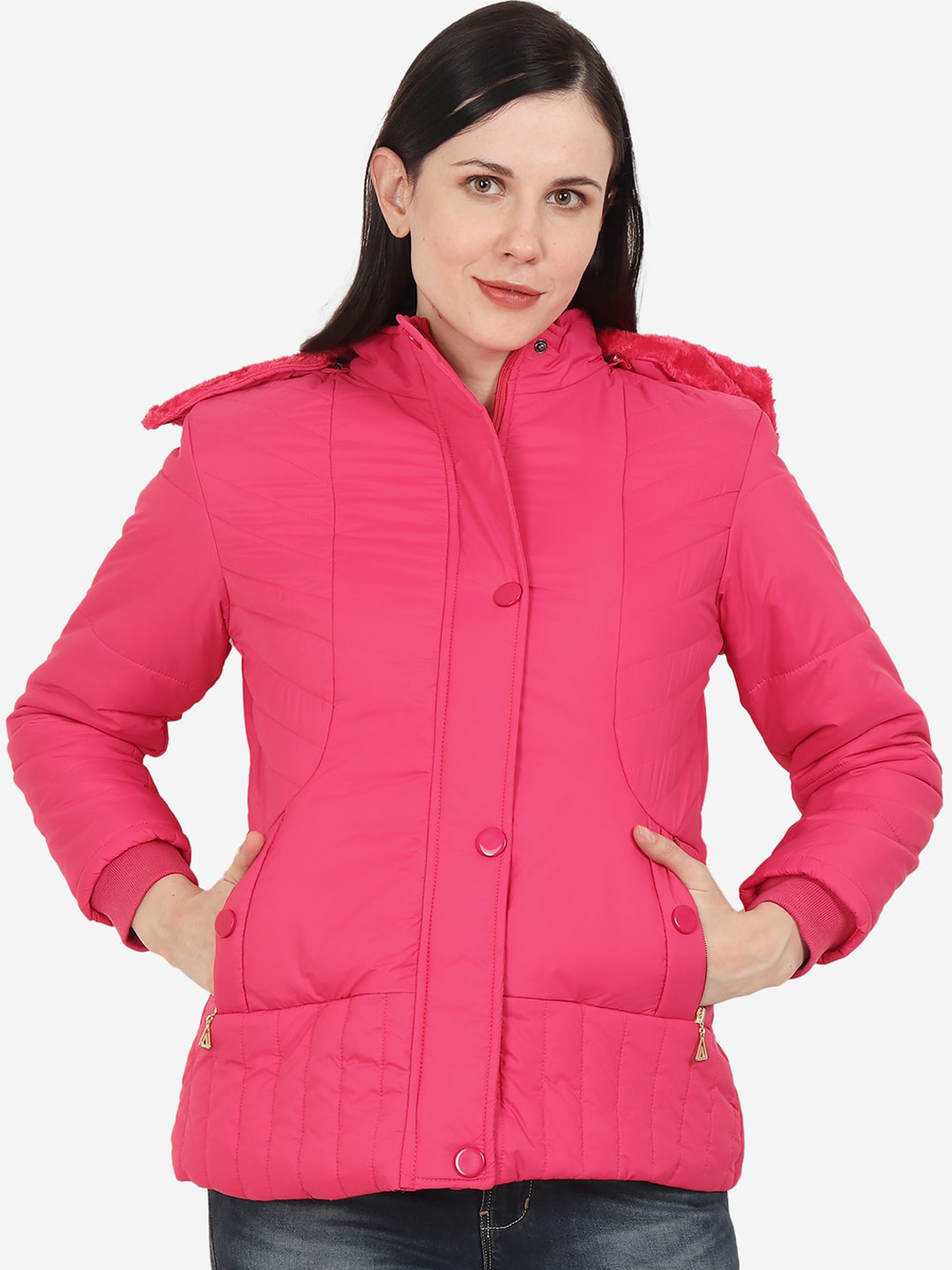 

Xohy Women Pink Lightweight Outdoor Puffer Jacket